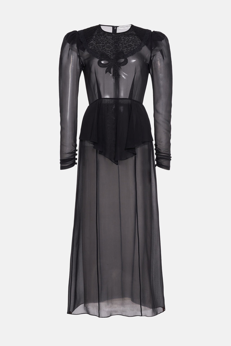 SILK GEORGETTE DRESS WITH LACE JABOT 1