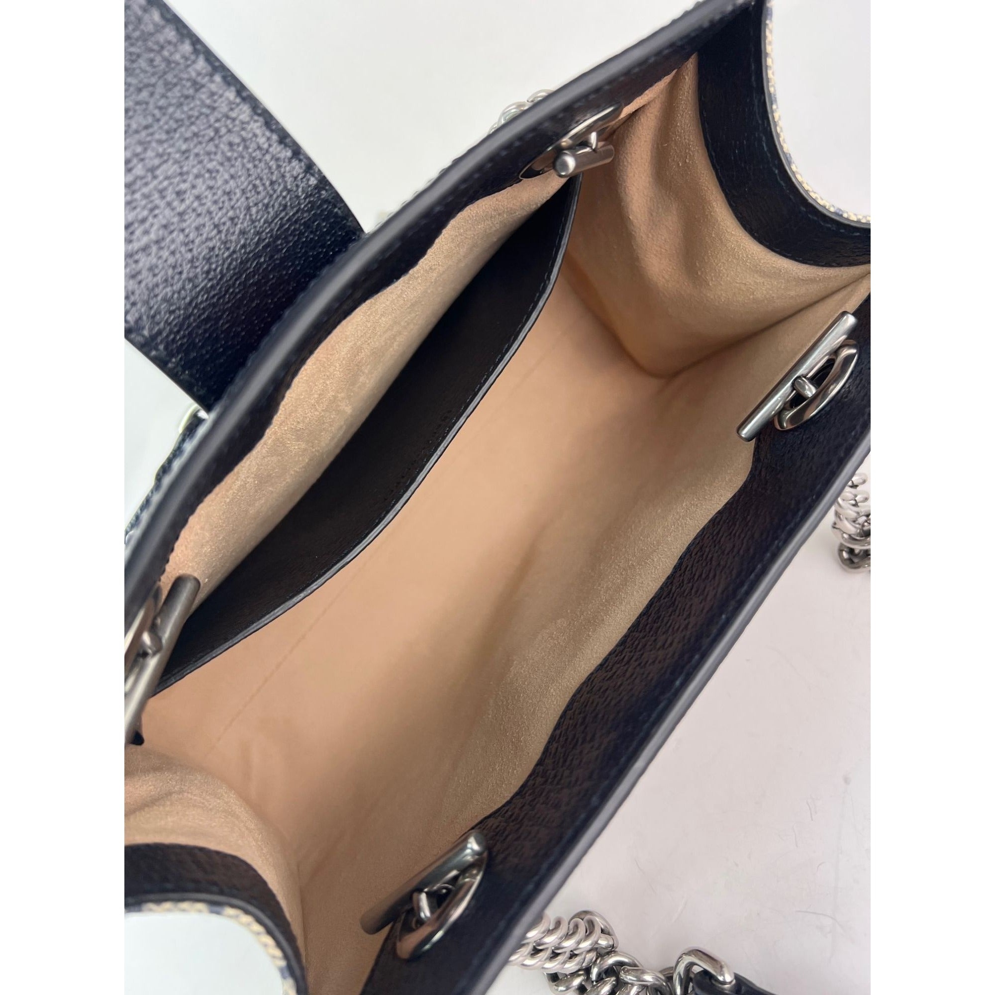 Gucci GG Supreme Dollar Calfskin Web Small Padlock Navy Tote - 10