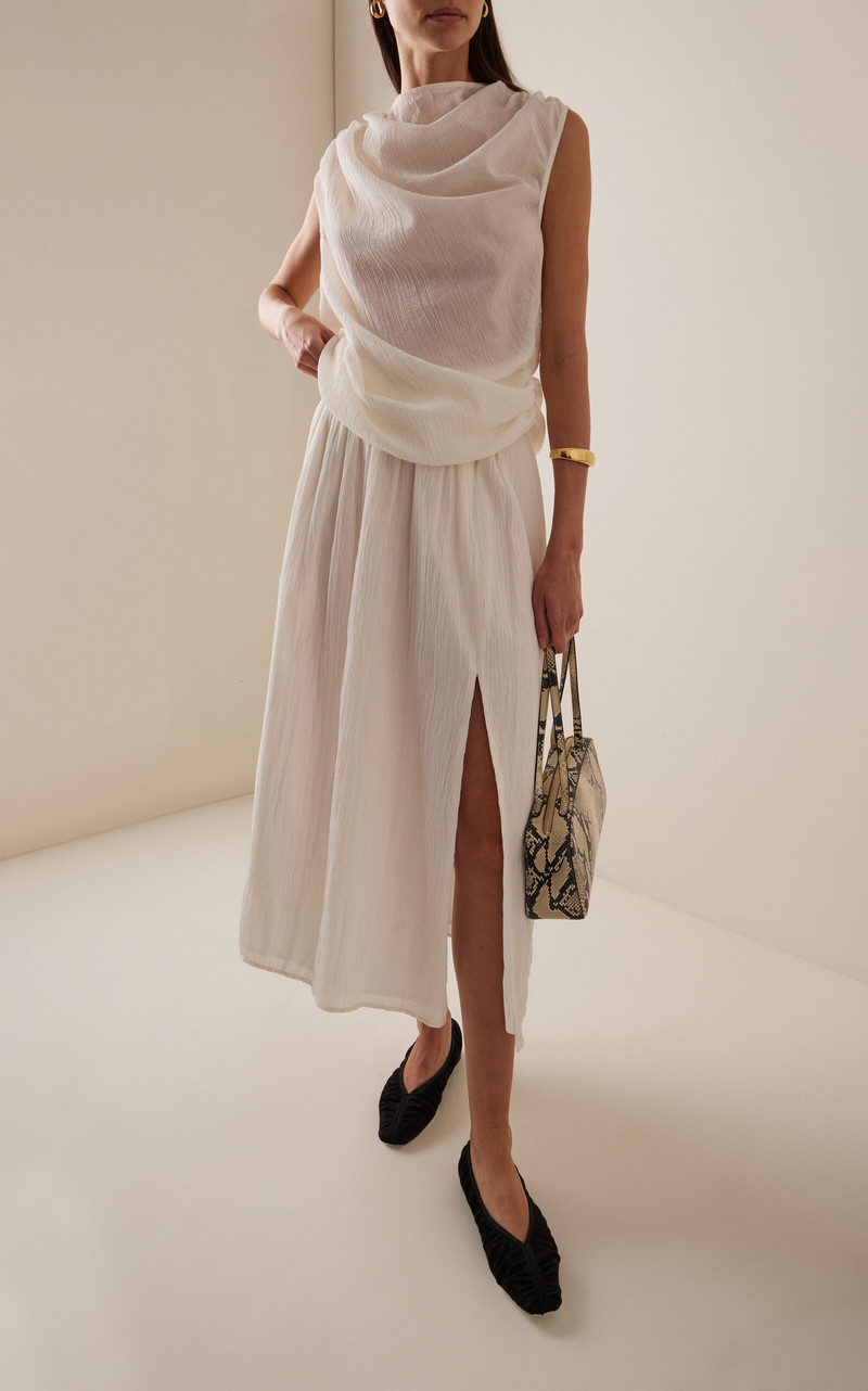 ANNA QUAN Oriana Cotton Midi Skirt ivory outlook