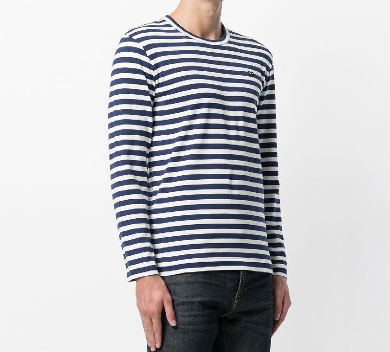 COMME des GARCONS PLAY Small Logo Stripe Long Sleeves Tee 'Blue White AZ-T210-051-1 - 2