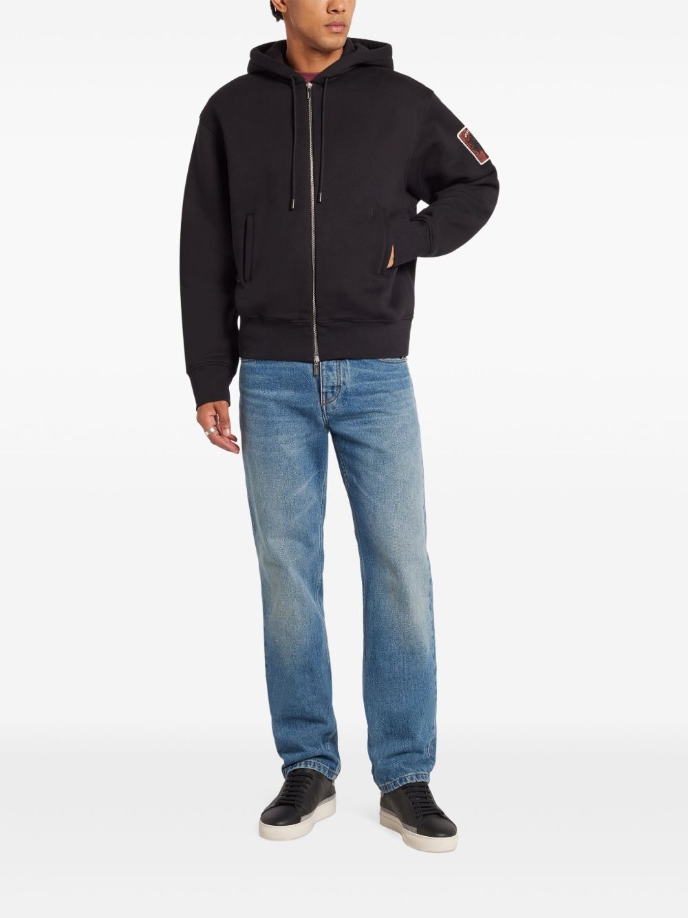 logo-patch zipped hoodie - 2