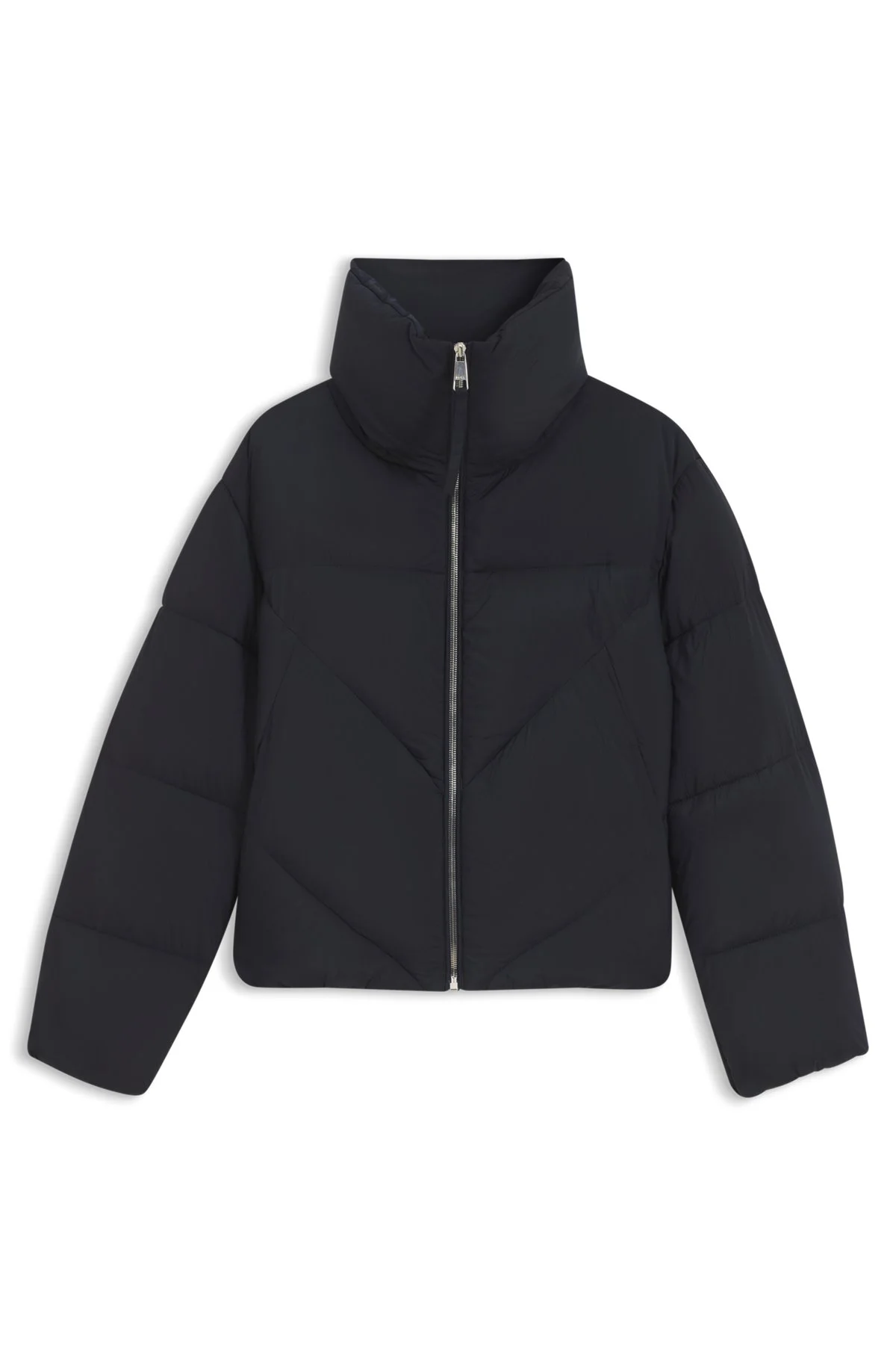 ZIPPERED PUFFER JACKET IN LUSTROUS FABRIC - 1