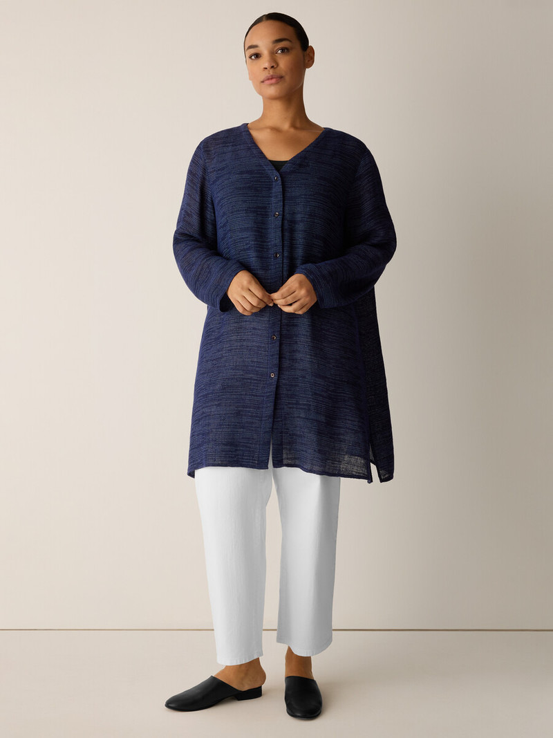 Linen Gauze Strata V-Neck Long Top 6