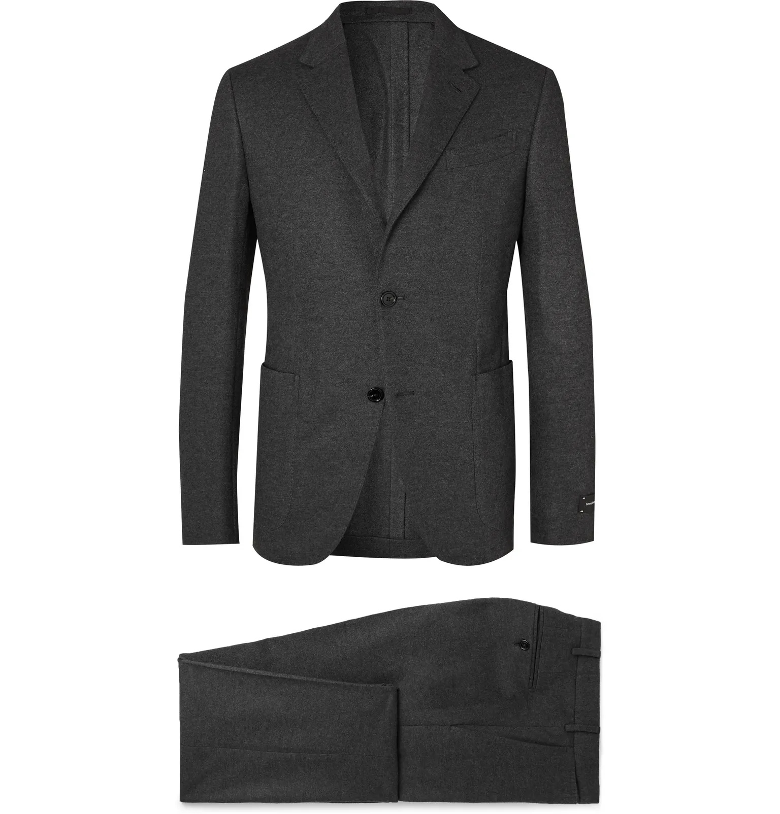 Grey Slim-Fit Brushed Cashmere and Cotton-Blend Suit - 1