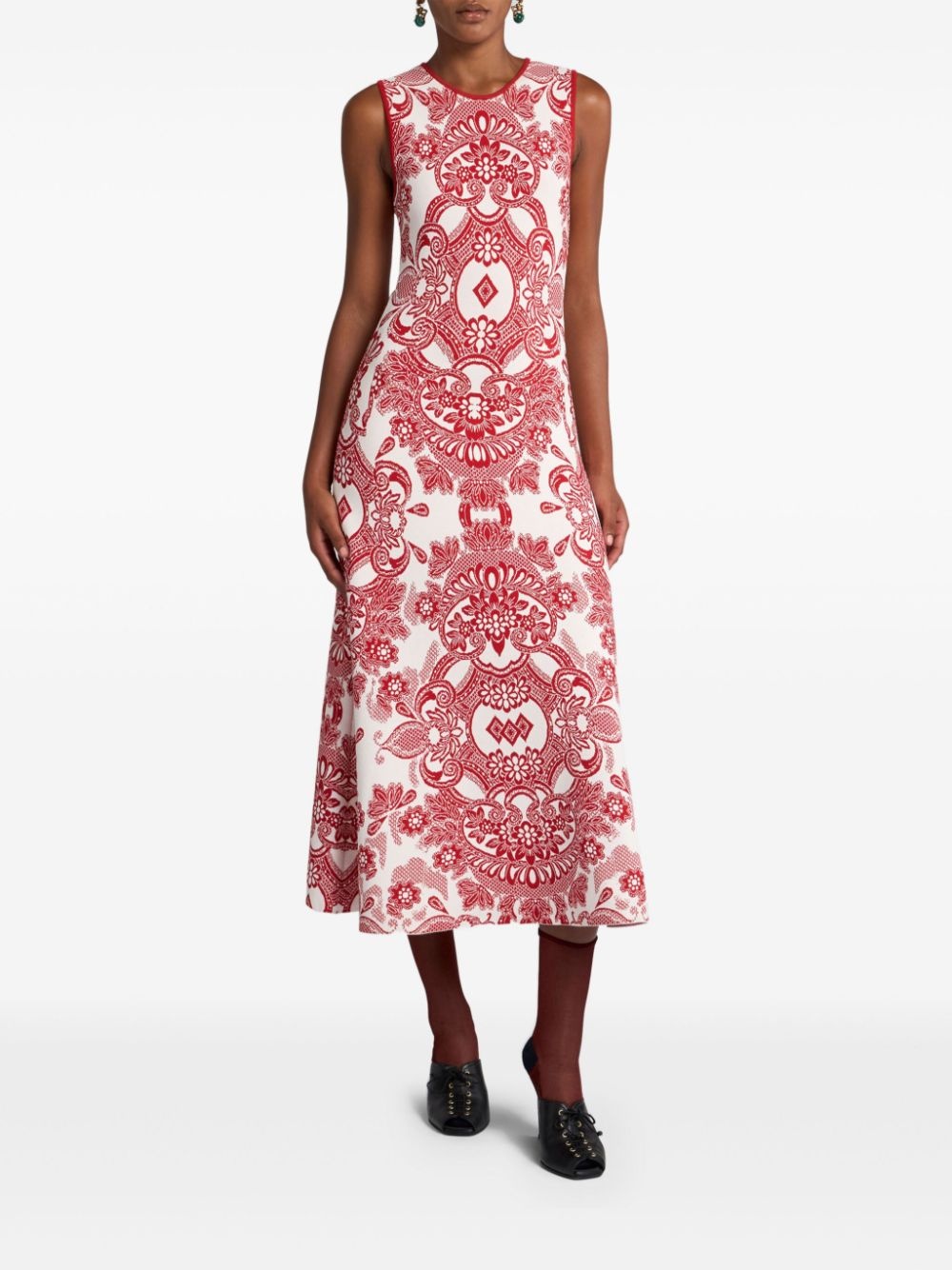 patterned-jacquard midi dress - 3