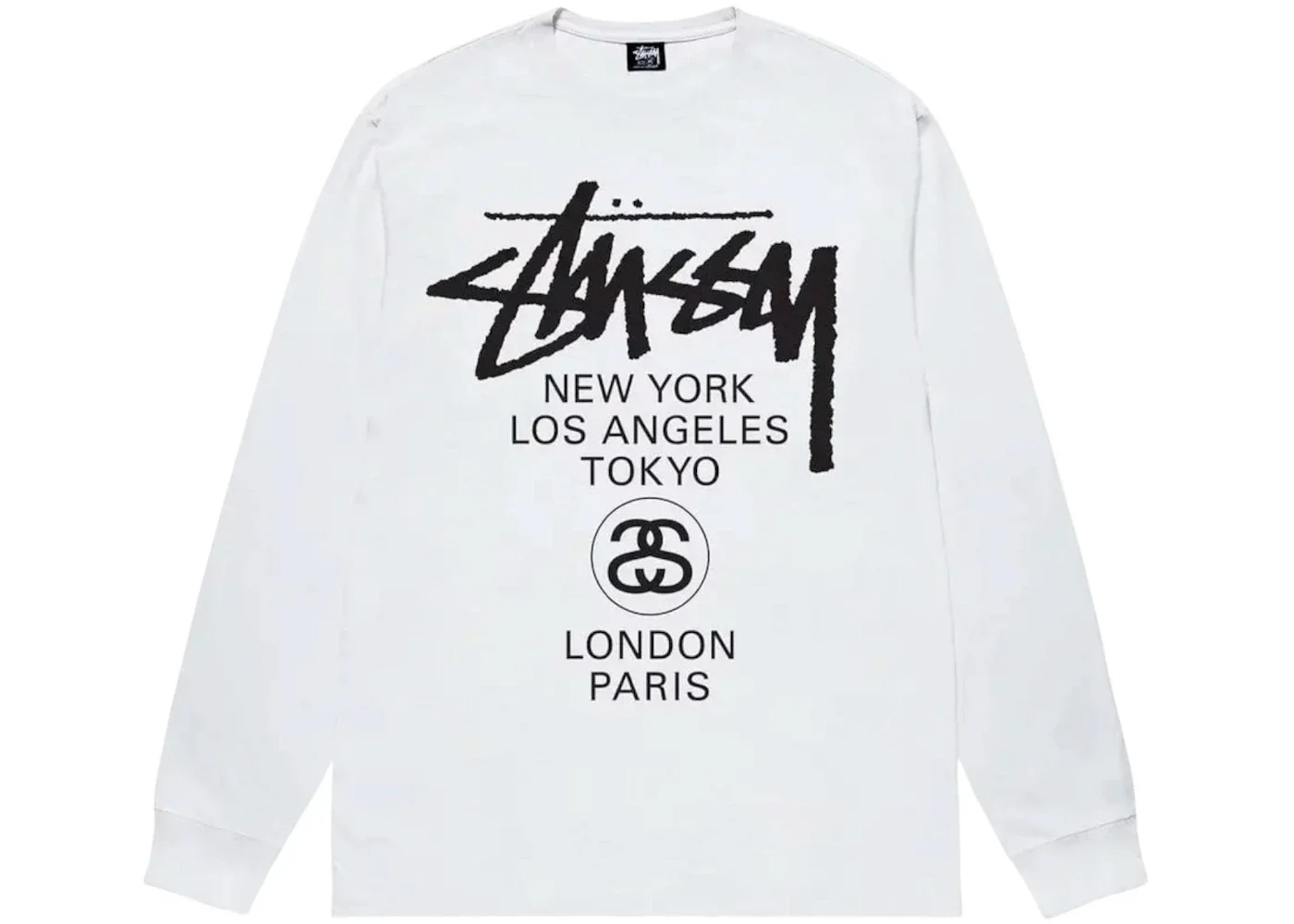 Stussy World Tour Long Sleeve Tee White - 1