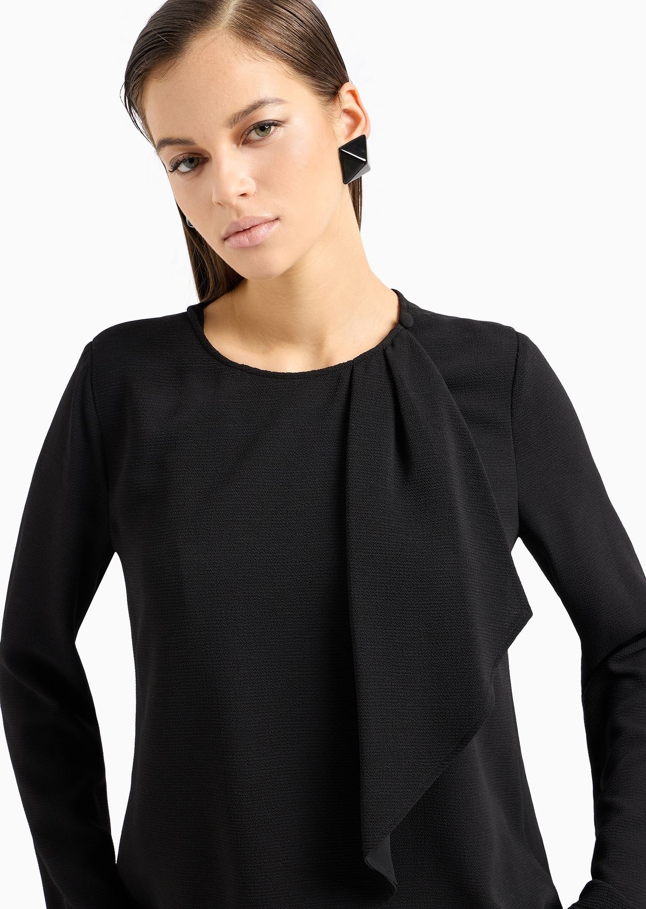 Armure crêpe ruffle jacket with wrap closure - 5