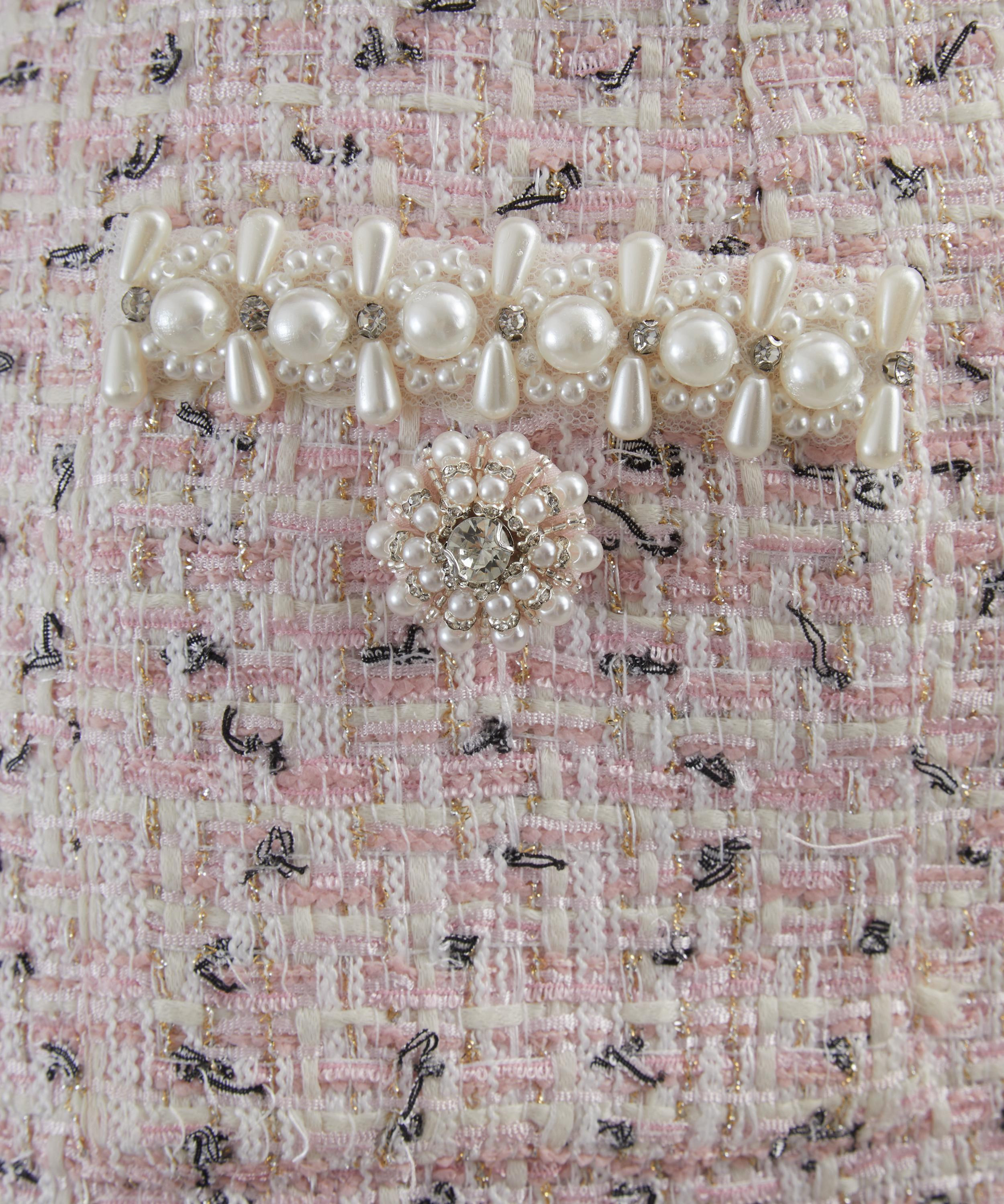 Pink Bouclé Pearl Midi Skirt - 5