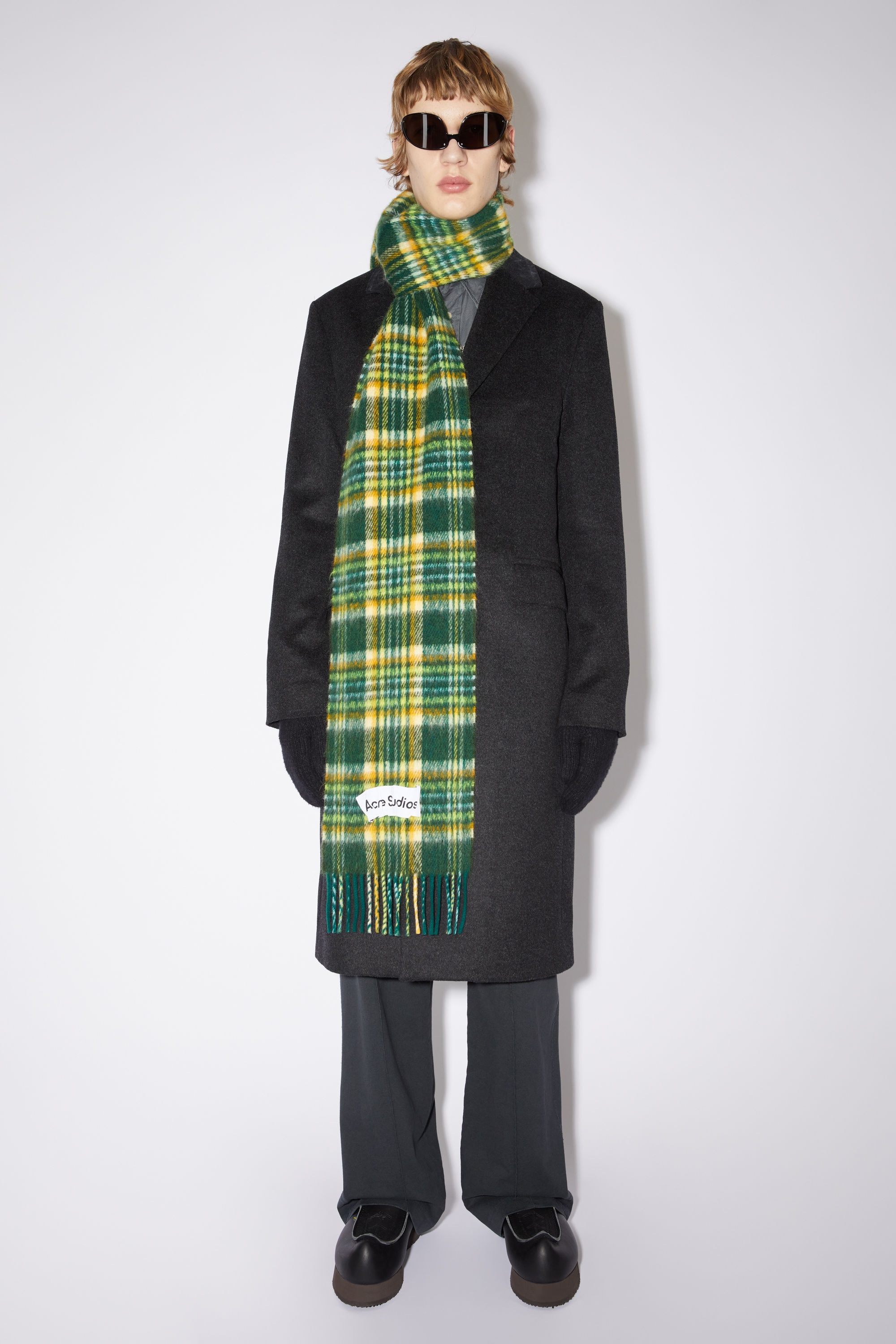 Tartan wool-blend scarf - Green - 3