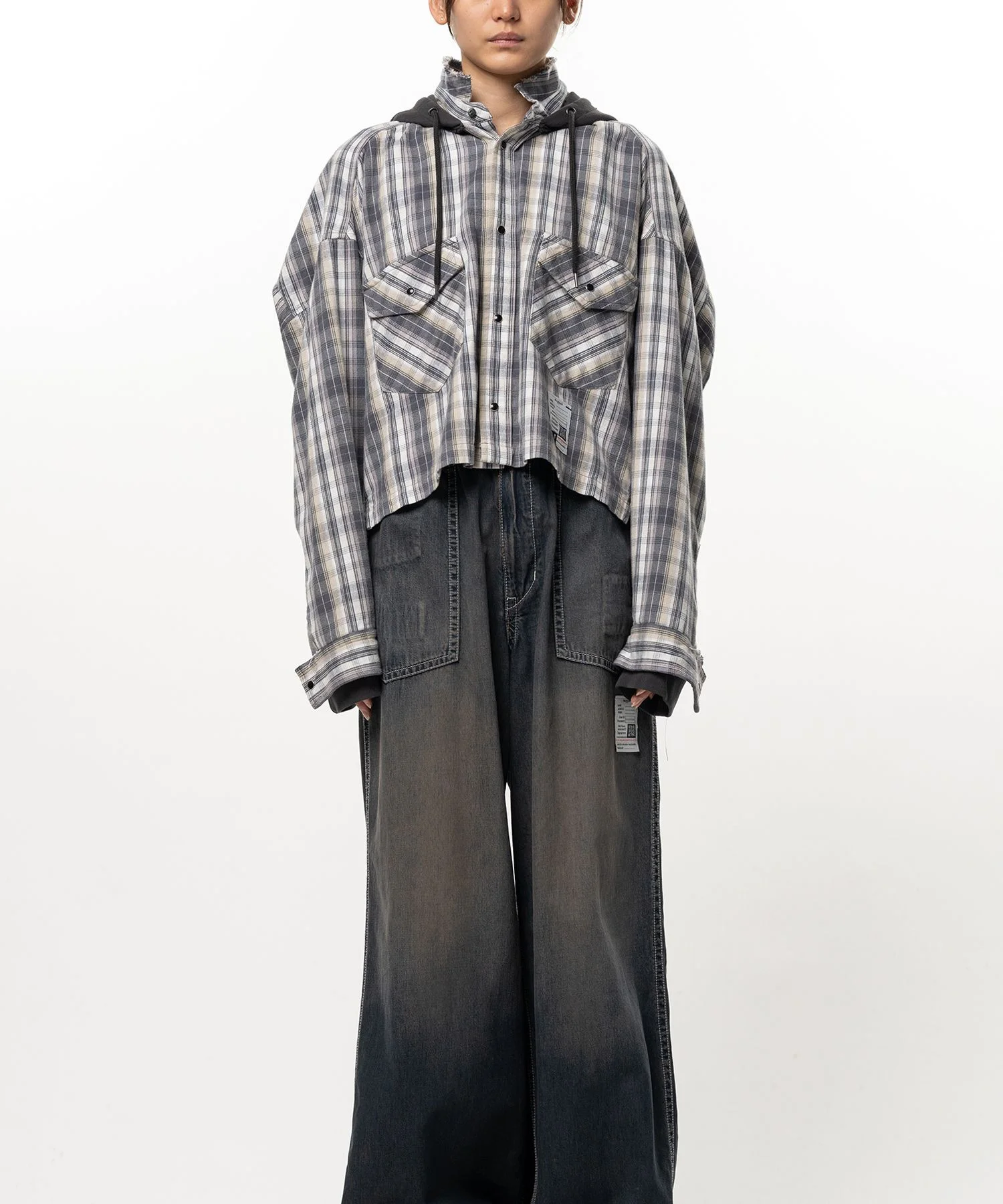 Hoodie Combine Checkered Shirt - 1