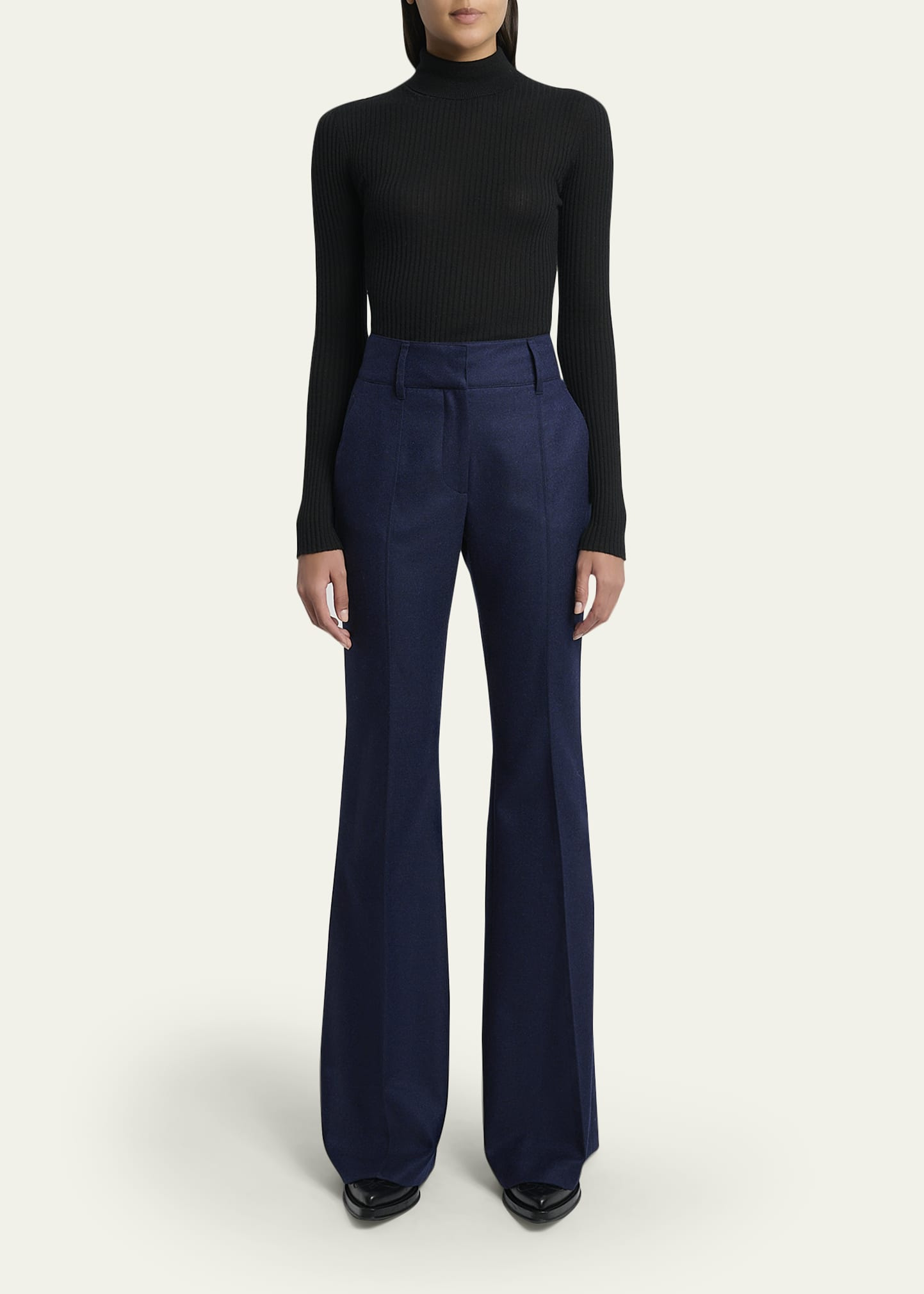 Rhein Wool-Cashmere Flare Pants - 2