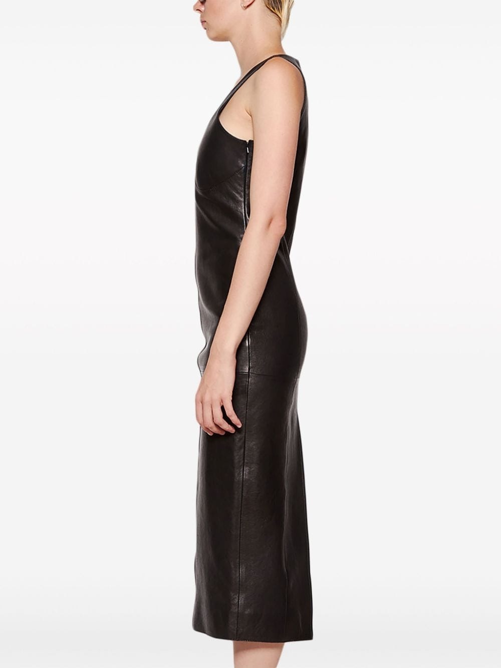 V-neck leather dress - 4