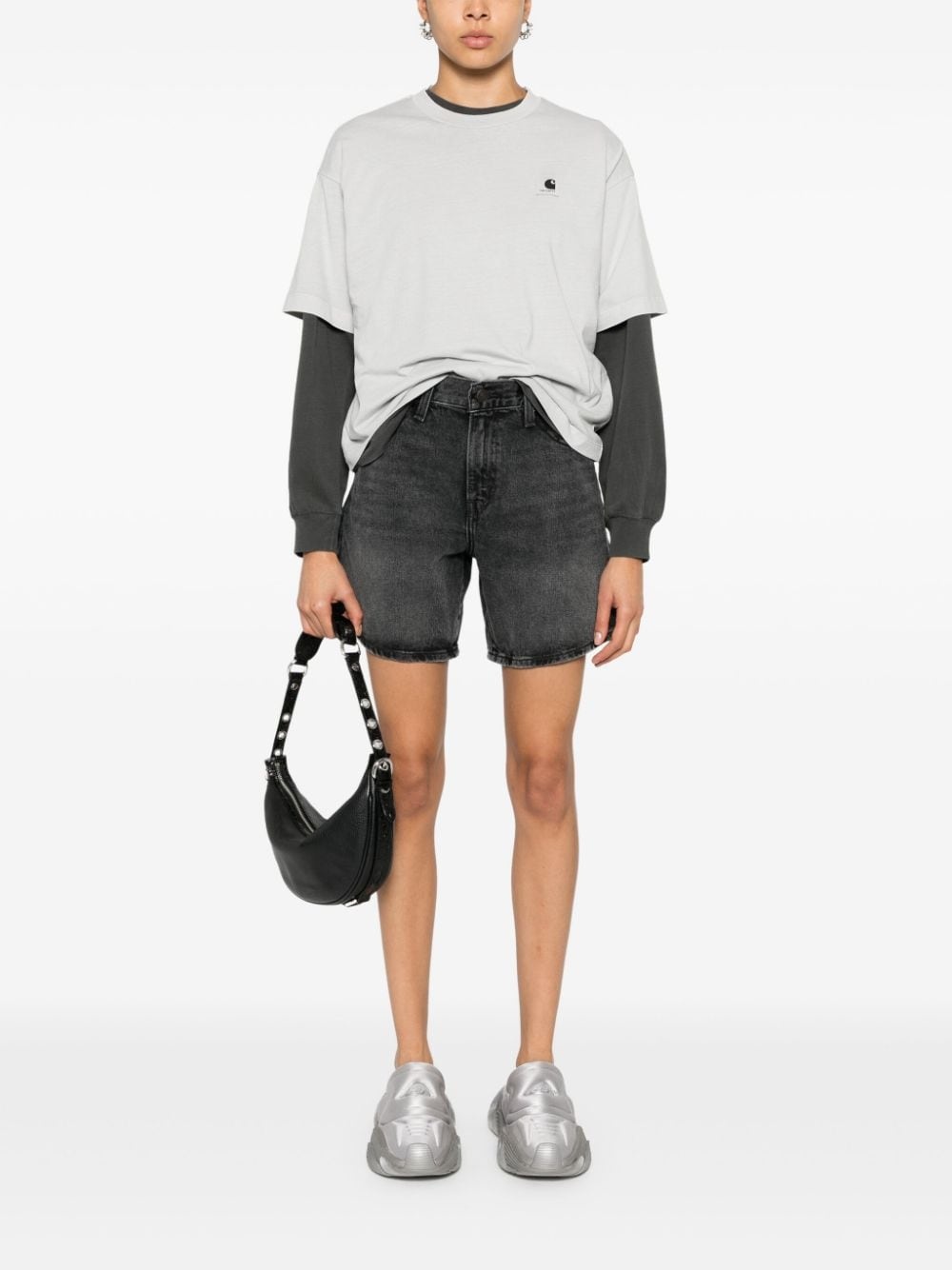 high-rise denim shorts - 2