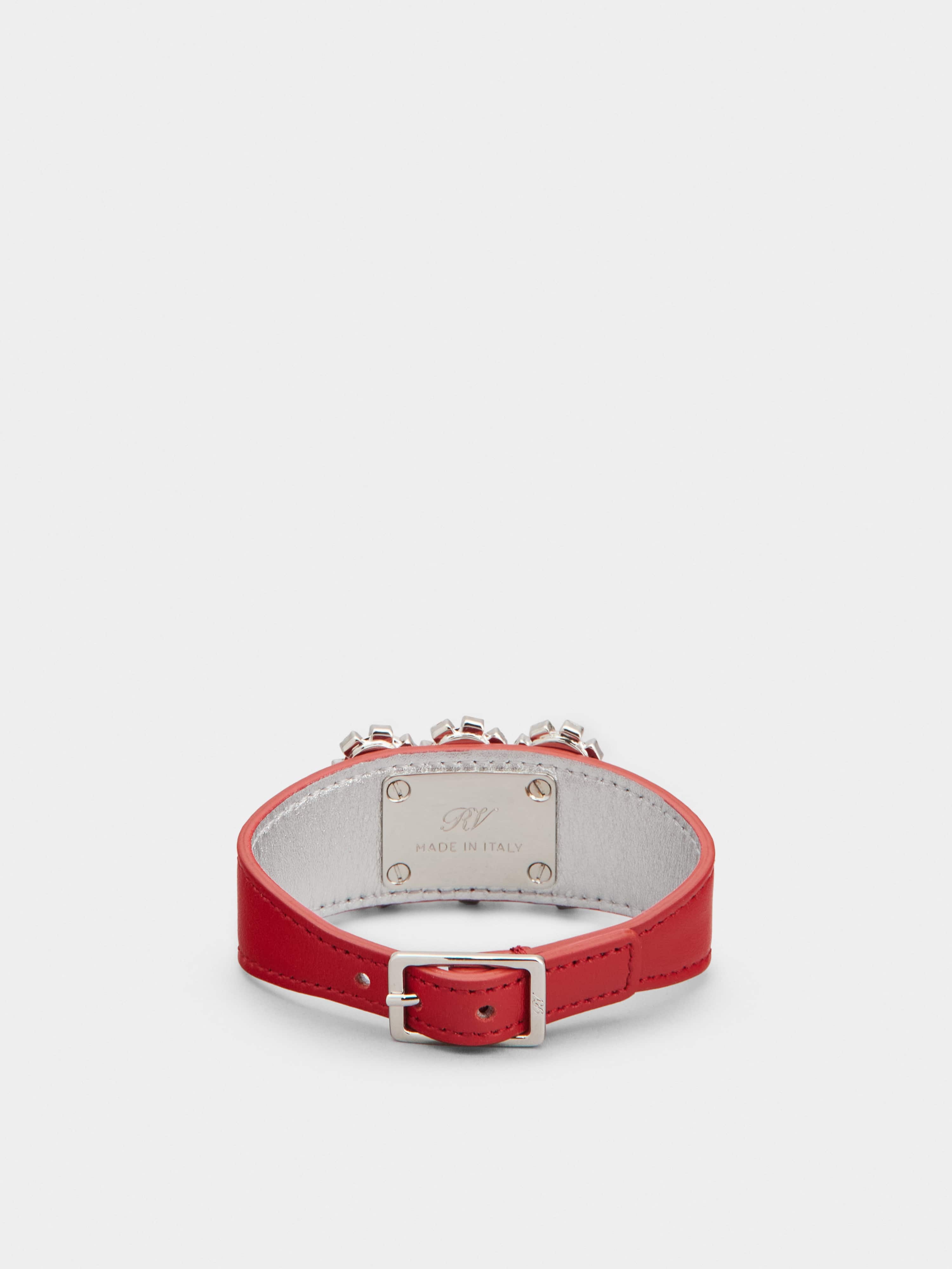 Flower Strass Buckle Bracelet in Leather - 3