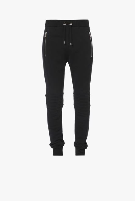 Black cotton sweatpants with embossed Balmain Paris logo - 1