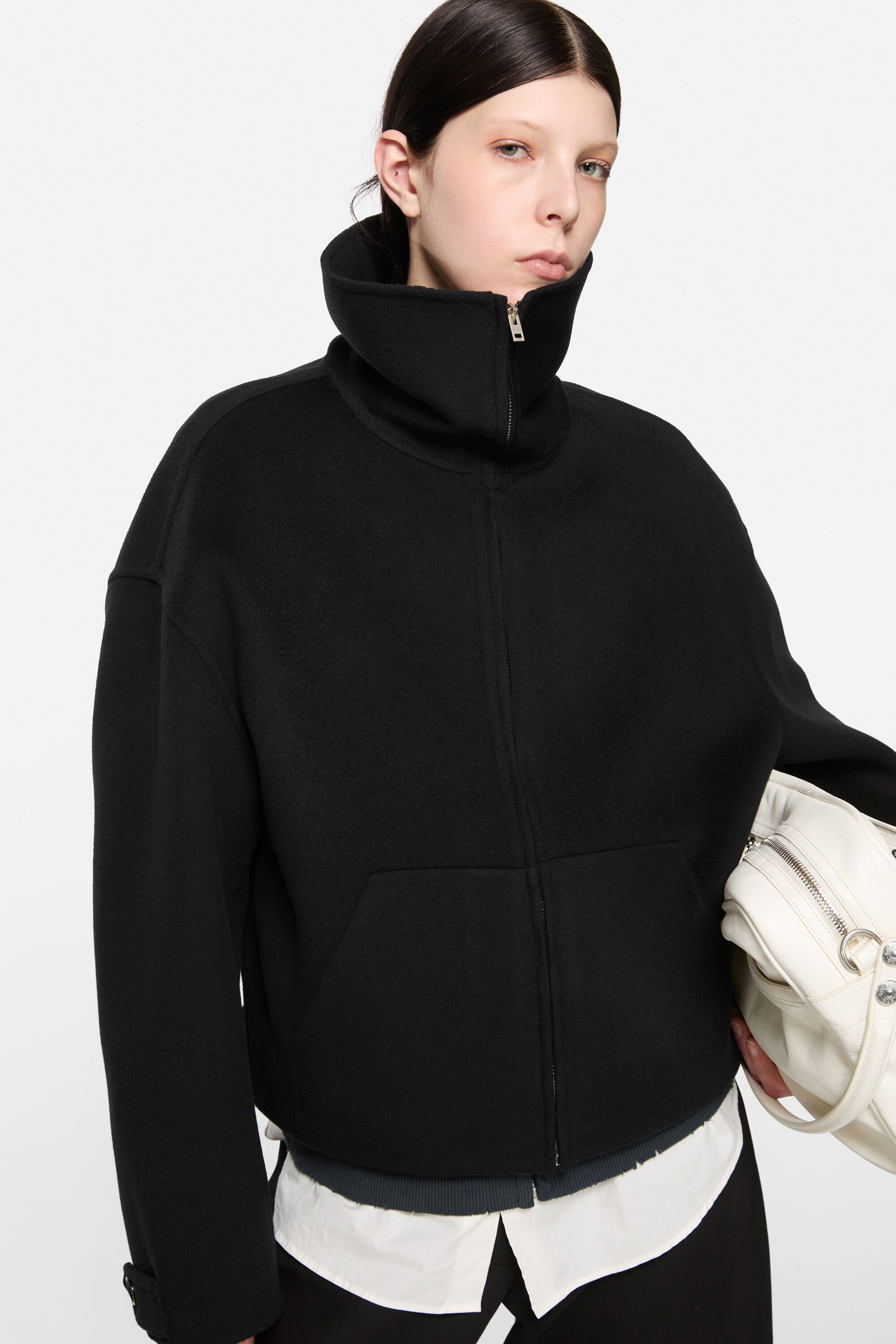 Wool zip jacket - Black - 4