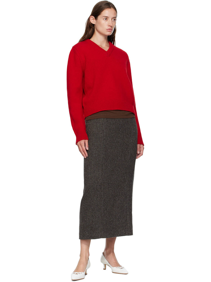 &DAUGHTER Red Glenn V-Neck Sweater outlook