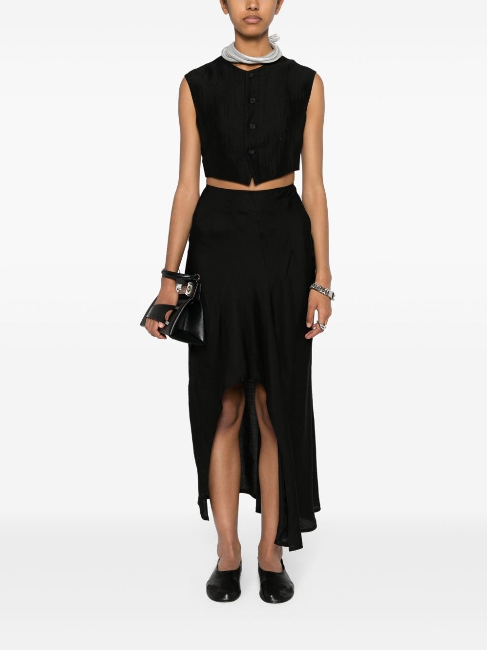 pleat-detail asymmetric skirt - 2