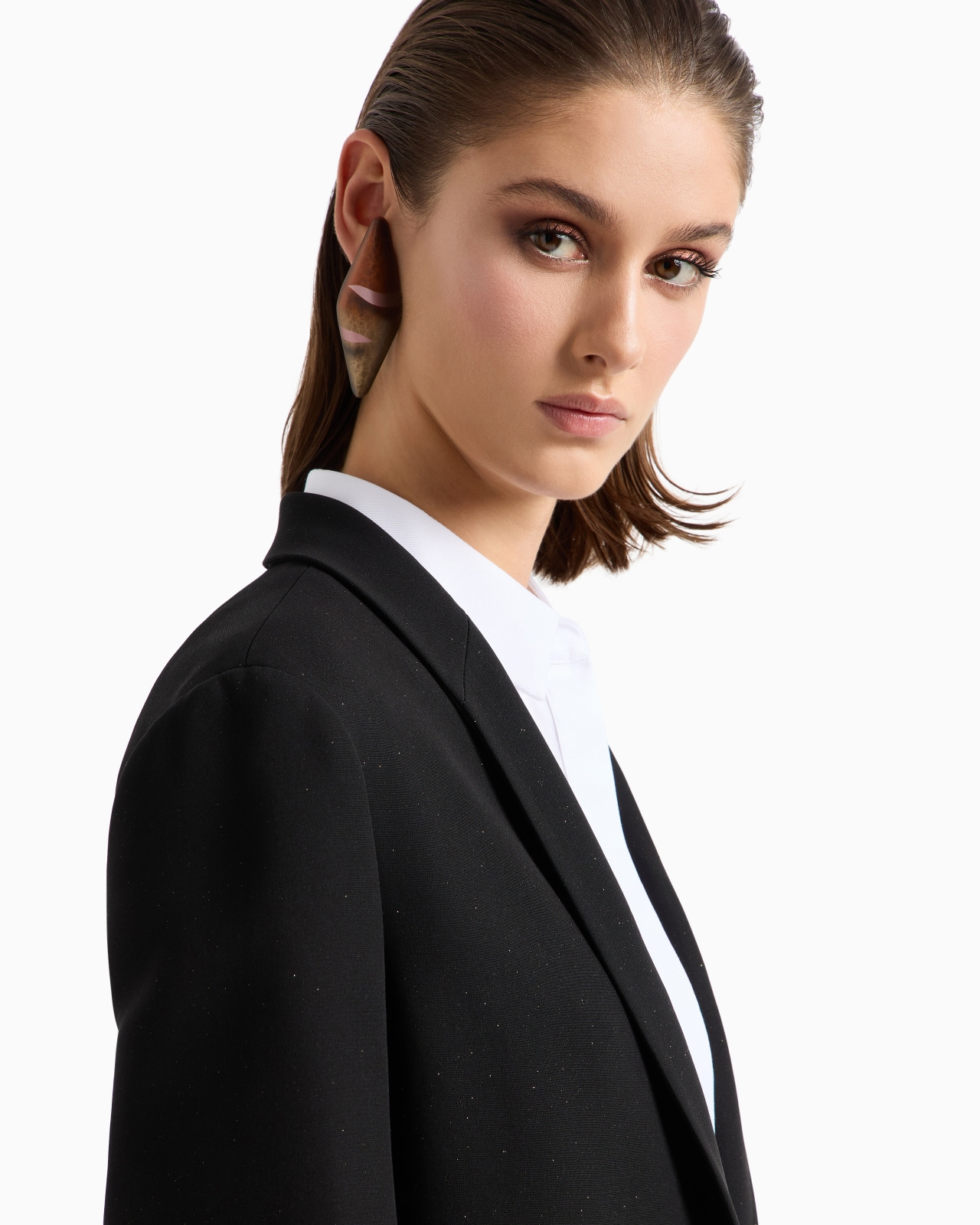 GLITTER SILK-CADY SINGLE-BREASTED JACKET - 5