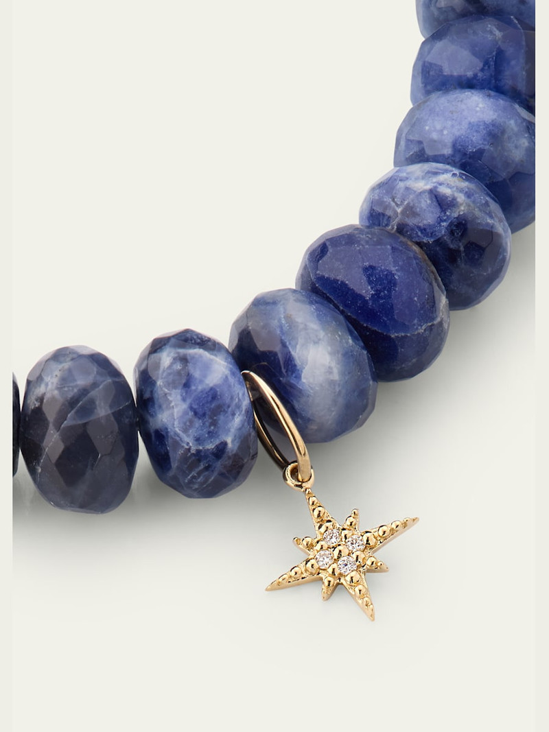 14K Diamond Pave Starburst on Sodalite Stretch Bracelet 3