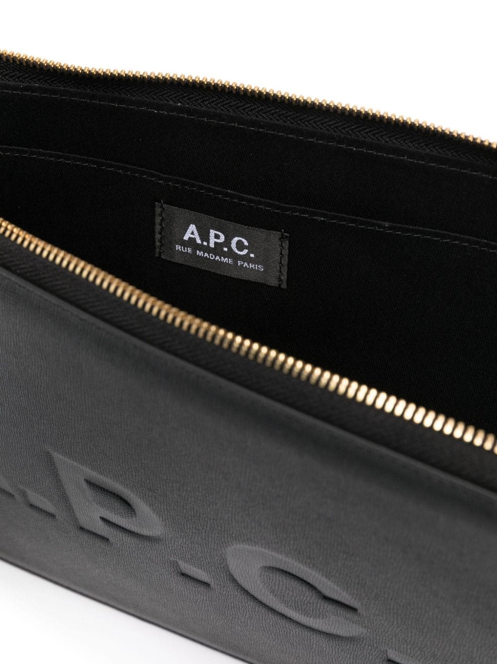 logo-debossed leather clutch bag - 4