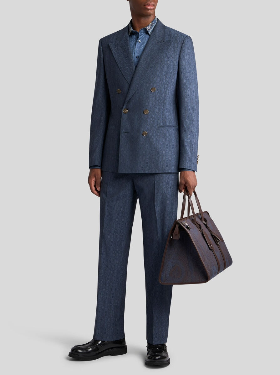 DUAL-MATERIAL DOUBLE-BREASTED BLAZER - 3