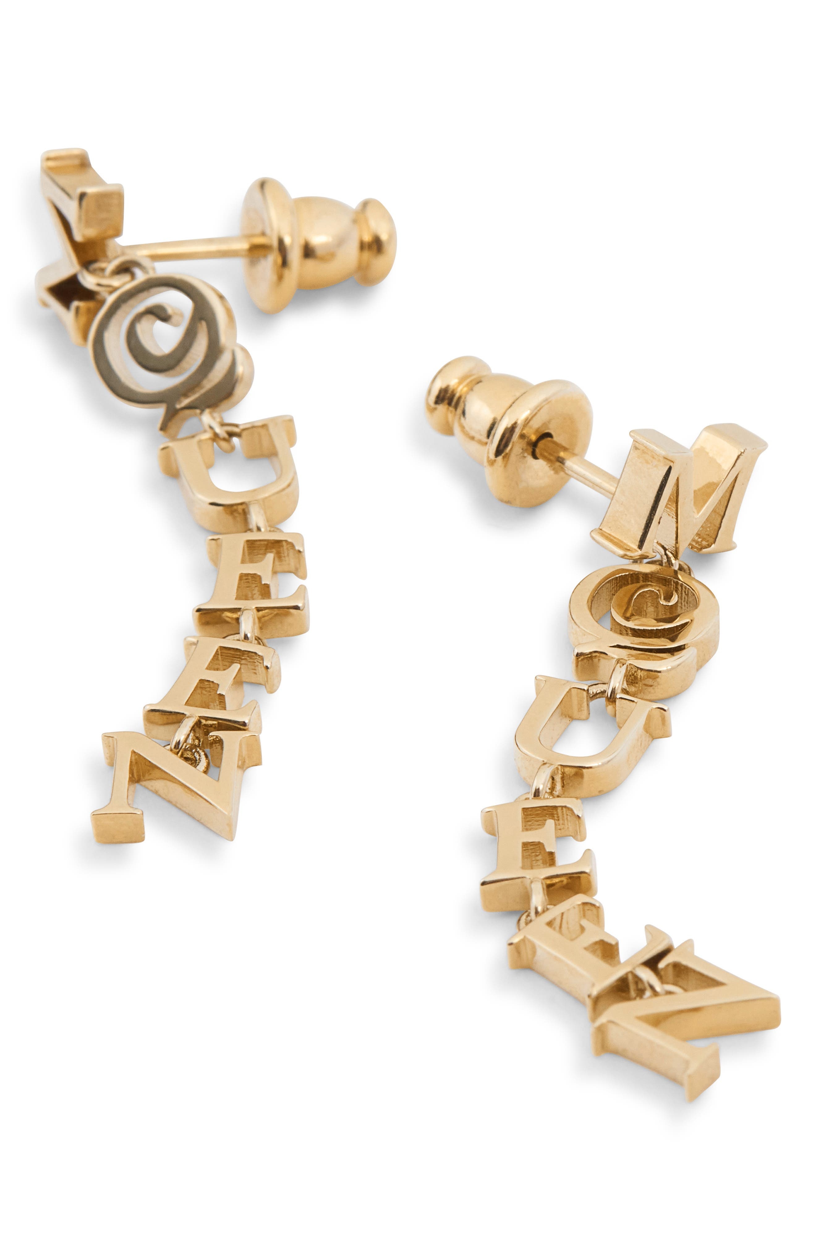 McQueen Logo Drop Earrings in Pale Gold at Nordstrom - 3