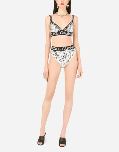 Dolce & Gabbana Sequined high-waisted briefs with branded elastic outlook