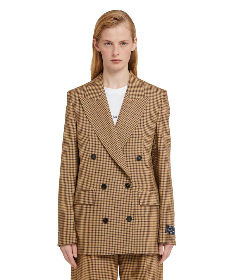 MSGM Double-breasted wool jacket with "Houndstooth Check" motif outlook