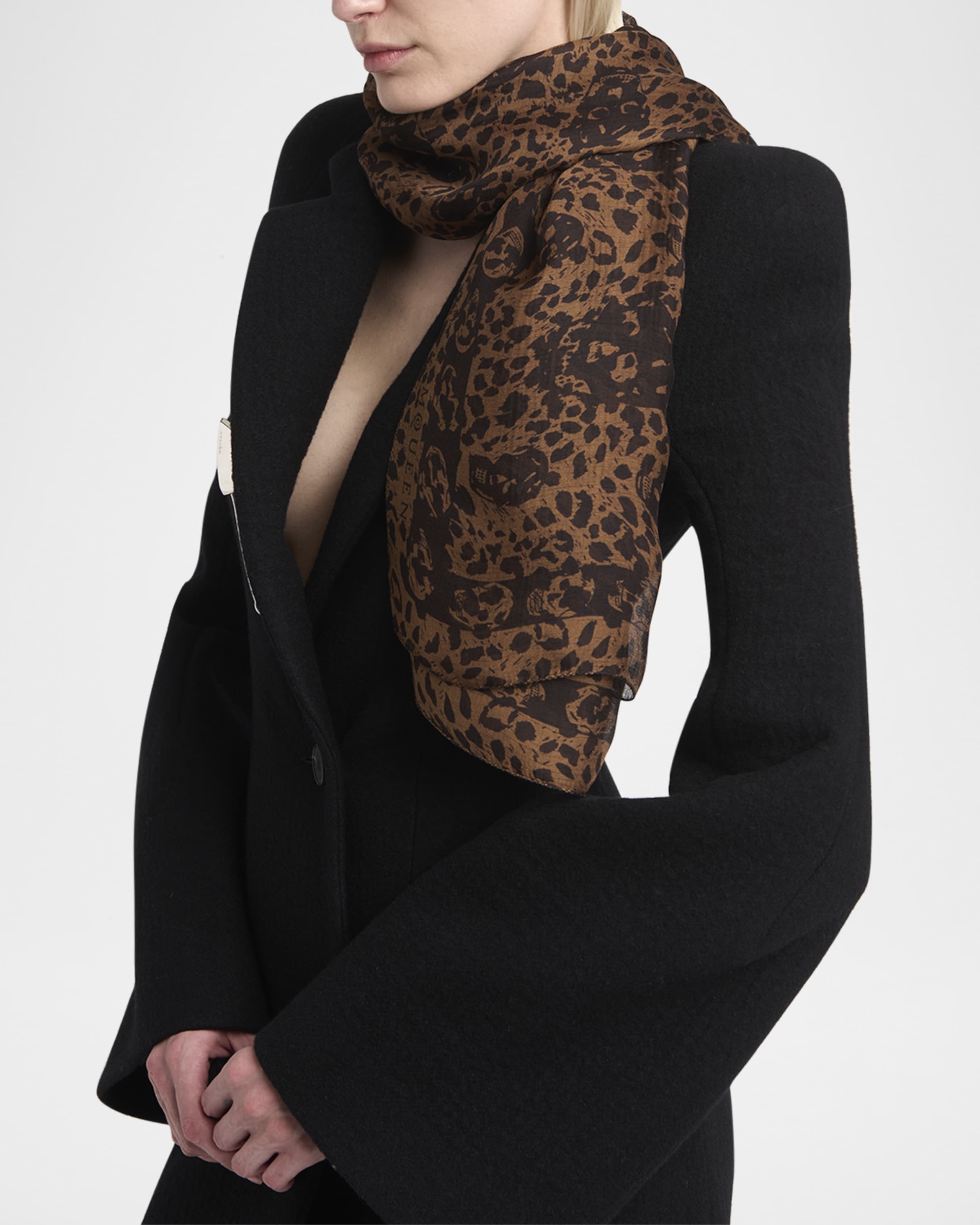 Leopard Skull Silk Scarf - 1