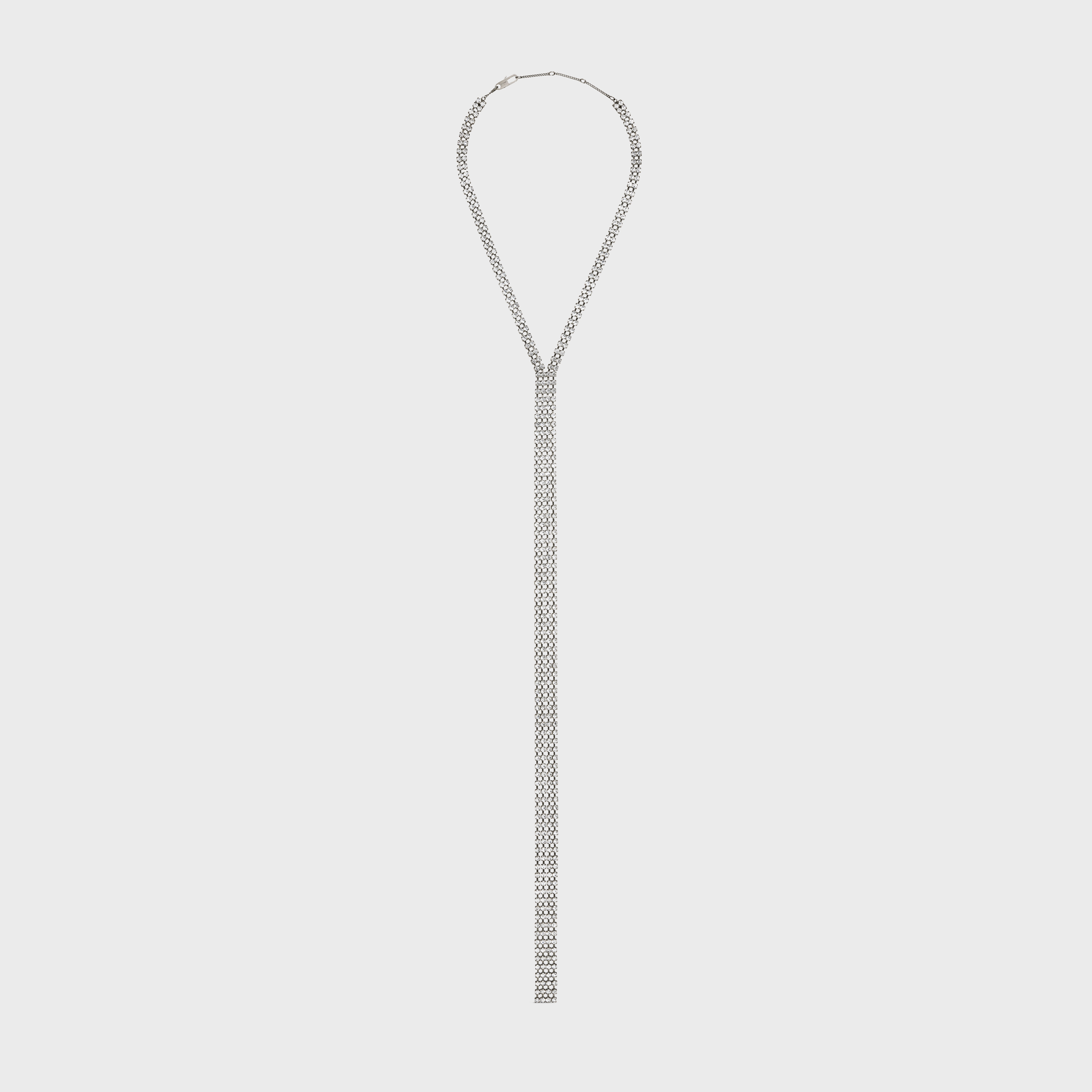Boy Doll Tie Necklace in Brass with Old Rhodium Finish and Strass - 1