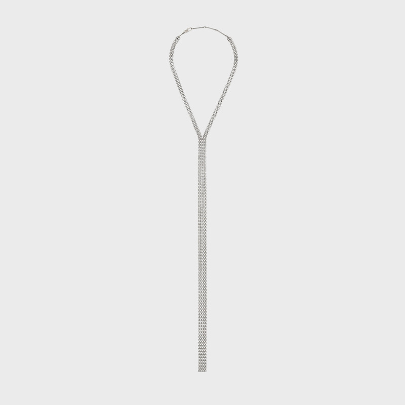 Boy Doll Tie Necklace in Brass with Old Rhodium Finish and Strass 1