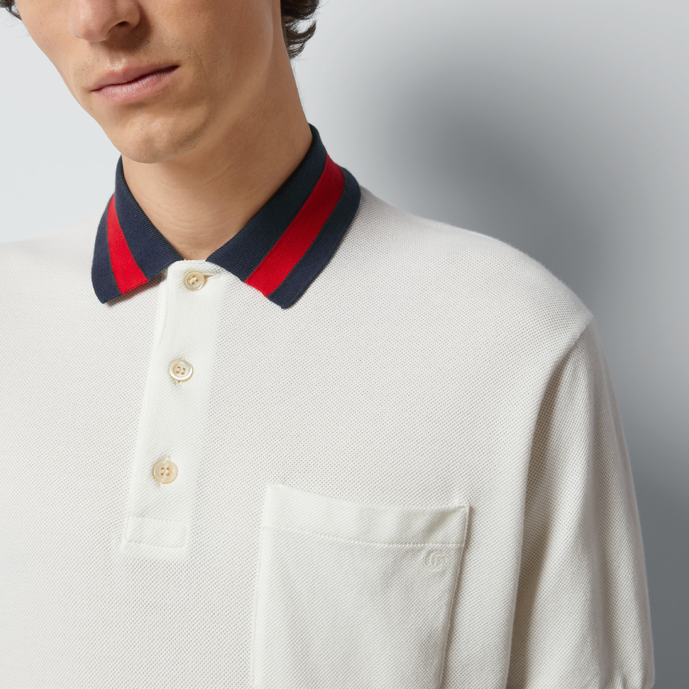 Cotton piquet polo with Web collar - 3