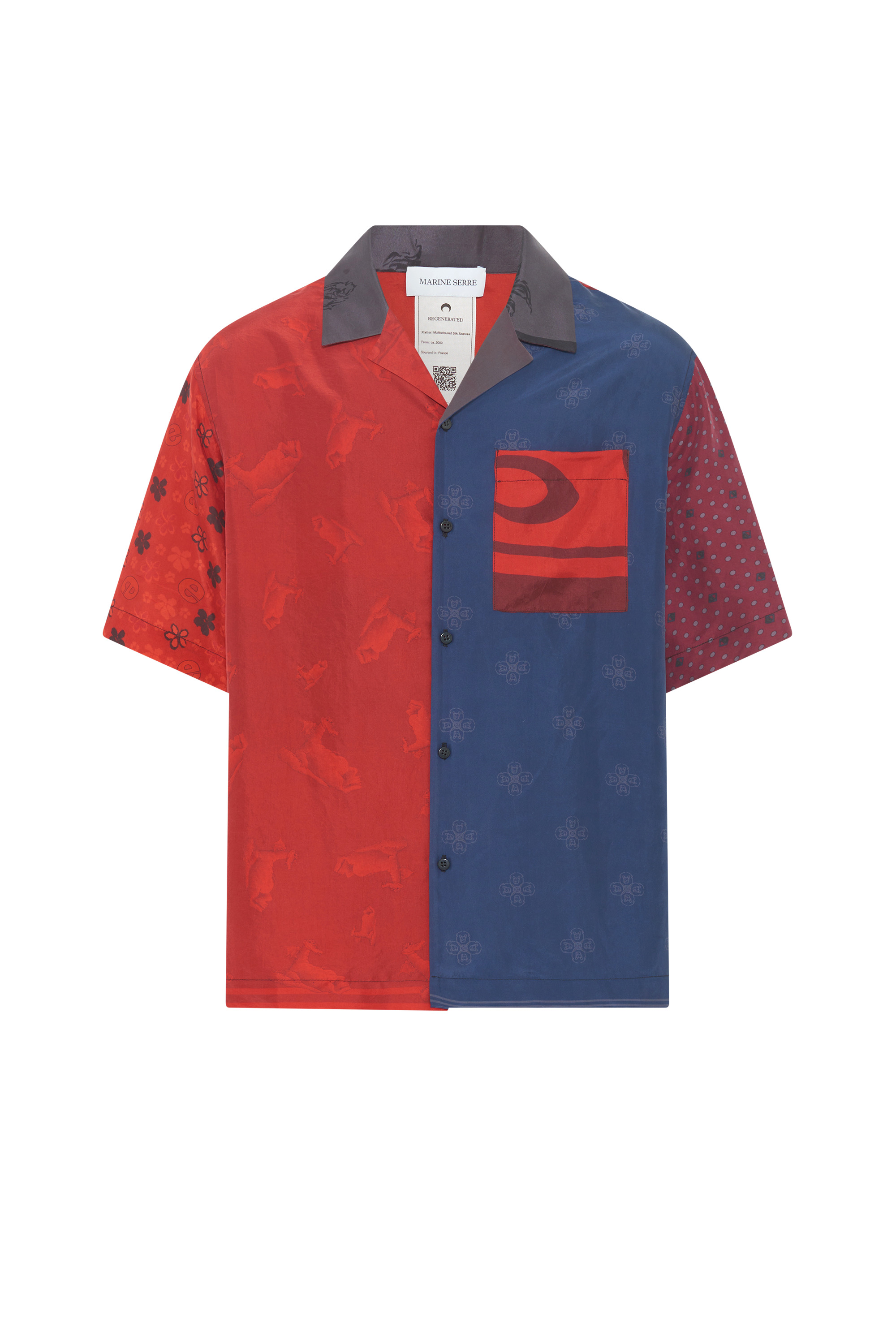 Upcycled Silk Scarves Bowling Shirt - 11