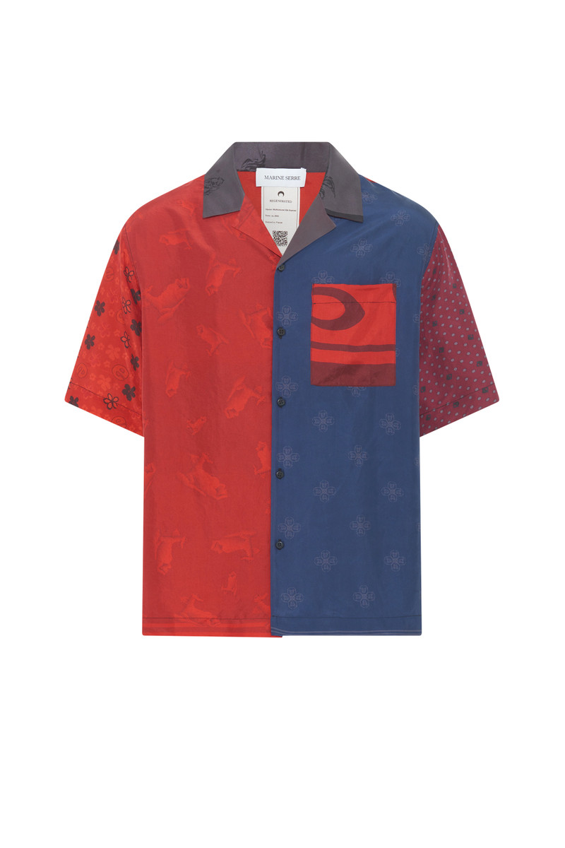 Upcycled Silk Scarves Bowling Shirt 11