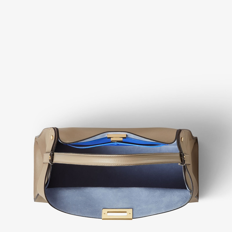 FENDI Fendi Way Large Dove gray leather and neon blue suede bag outlook