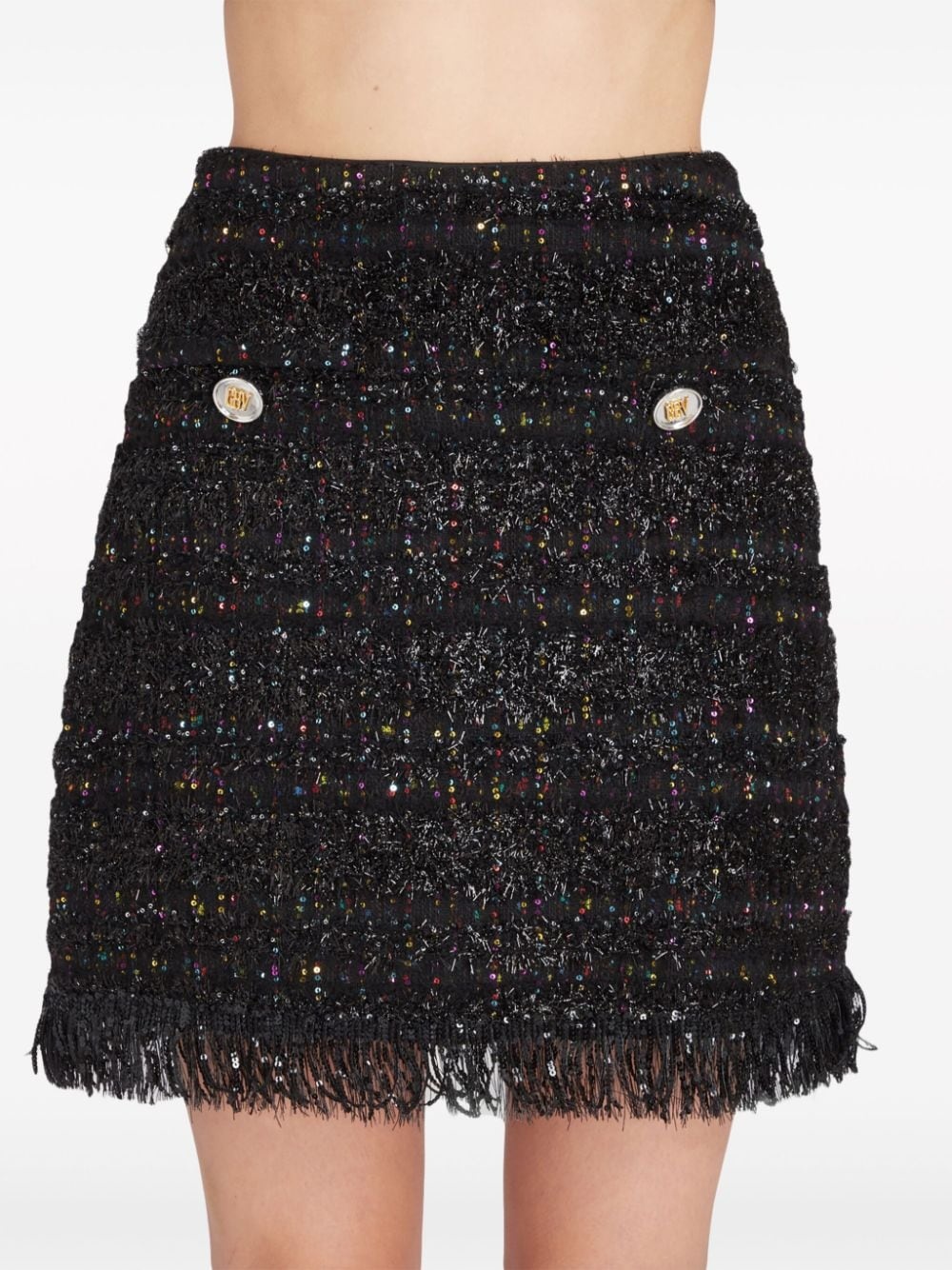 frayed-detail tweed skirt - 5
