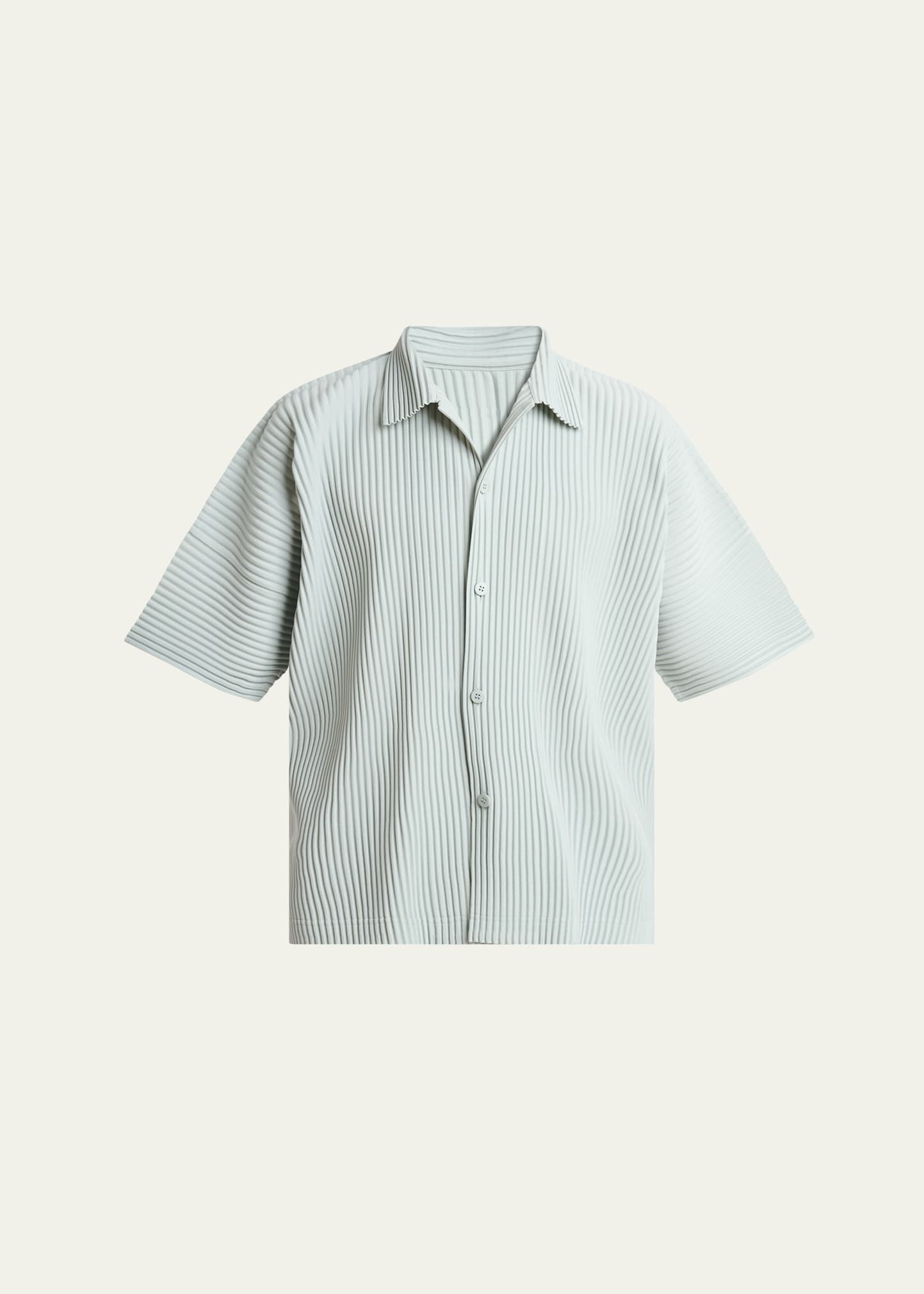 Men's Pleated Oversized Polo Shirt - 1