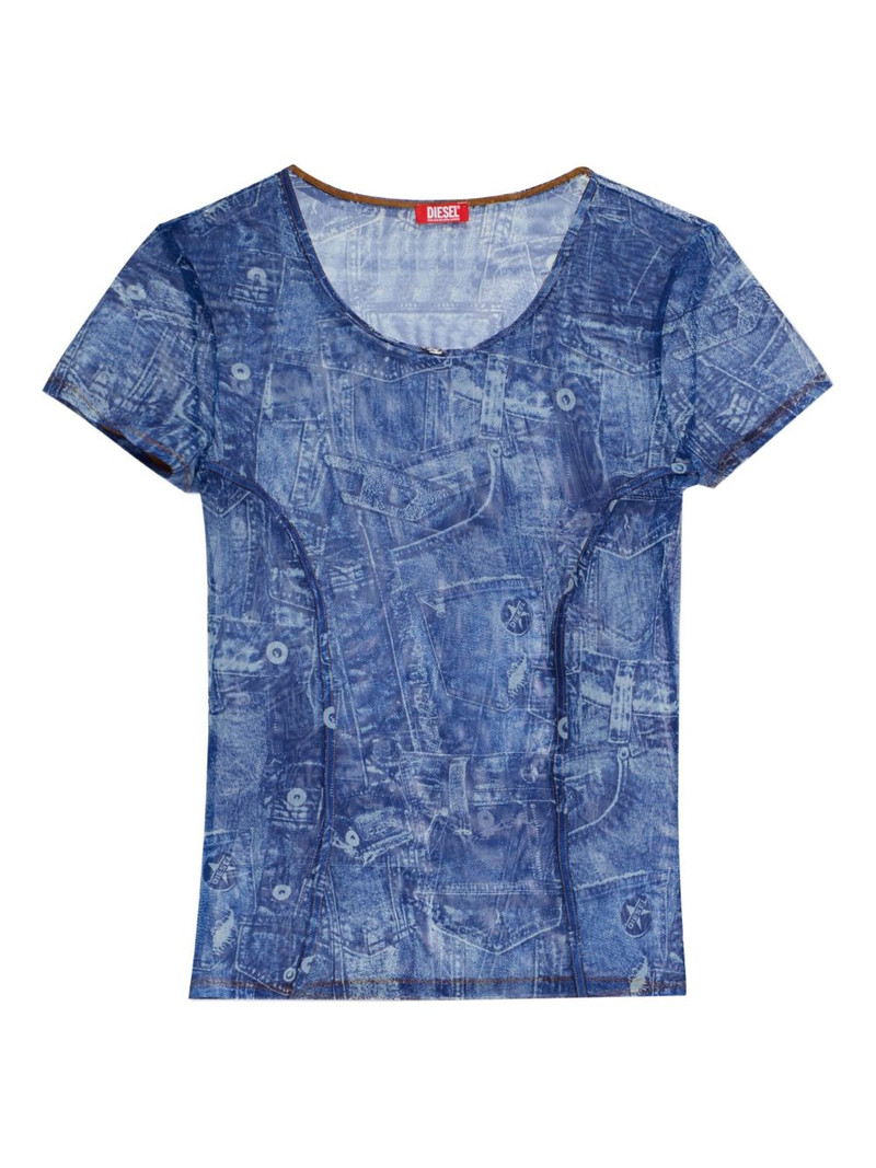 denim print T-shirt 1