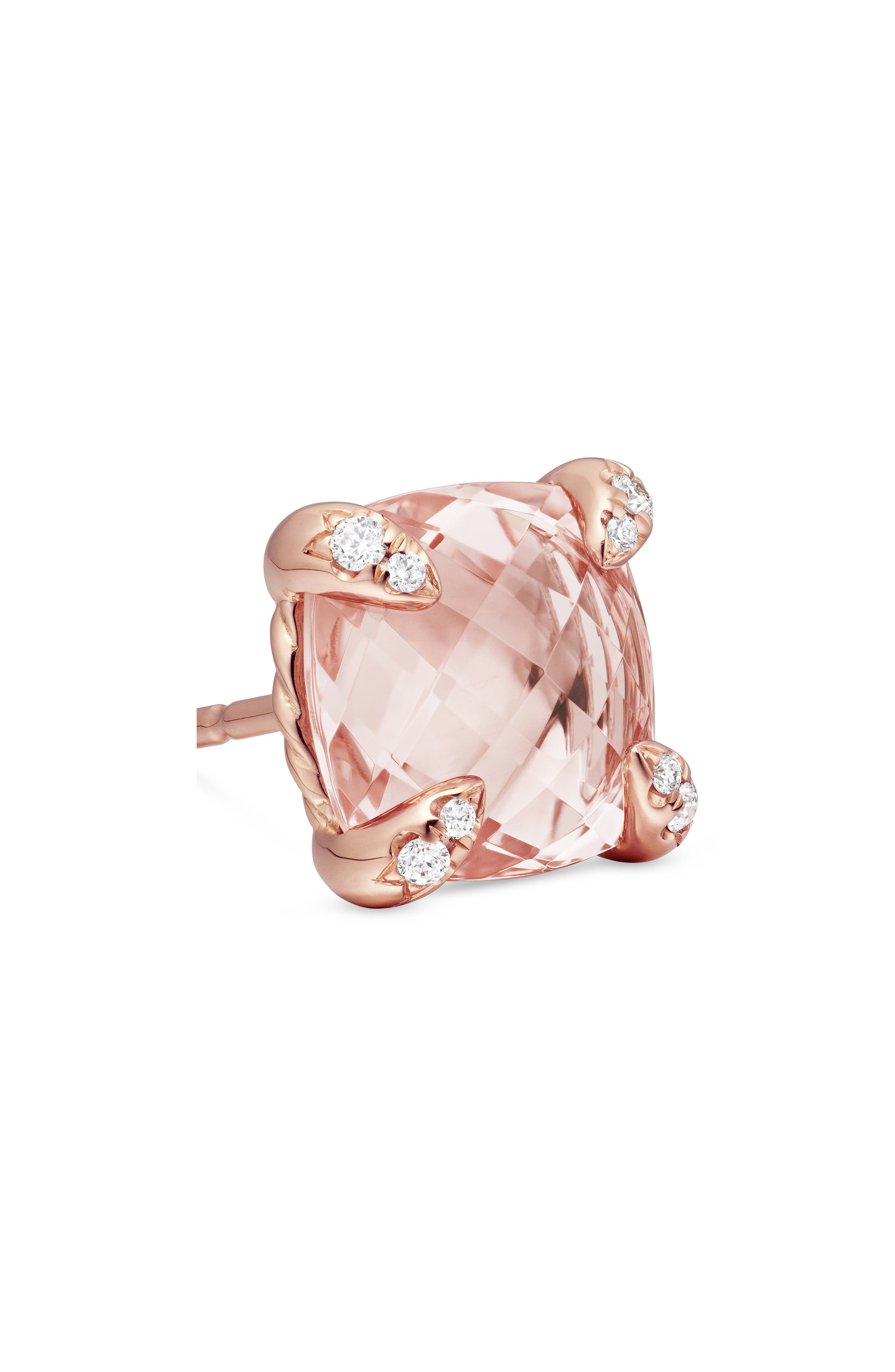 David Yurman Châtelaine® Morganite 18k Rose Gold Stud Earrings with Diamonds in Rose Gold/Diamond/Mo - 4