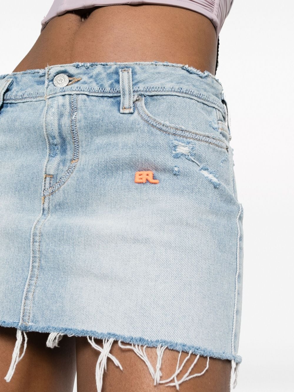 logo-embroidered denim miniskirt - 5