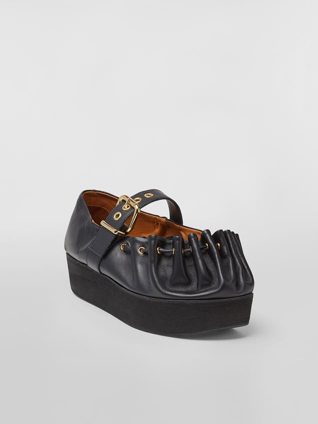 NAPPA LEATHER BALLERINA WITH ROUCHED ROUNDED CAPTOE - 2