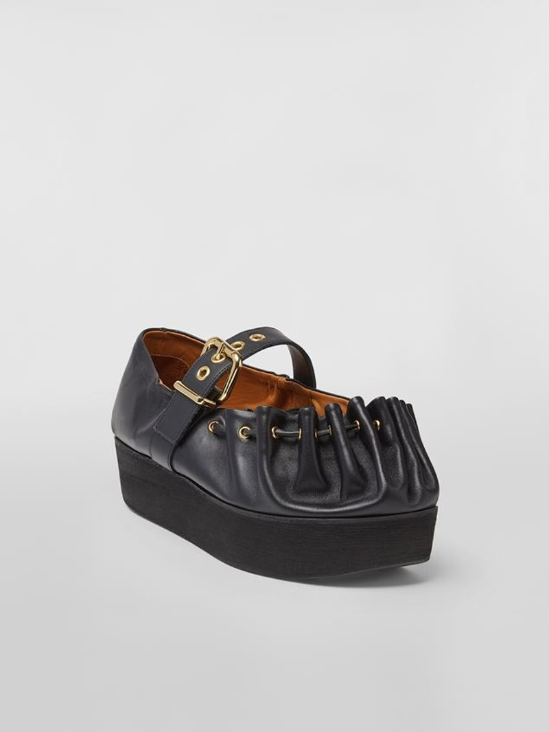 Marni NAPPA LEATHER BALLERINA WITH ROUCHED ROUNDED CAPTOE outlook