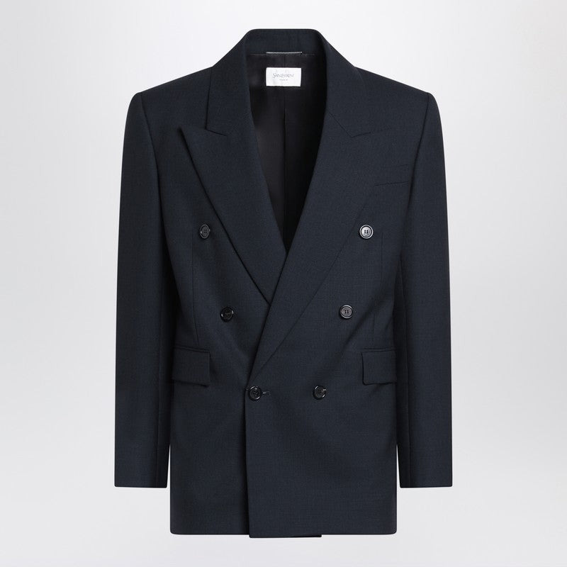 Saint Laurent Double-Breasted Navy Blue Wool Jacket Men - 1