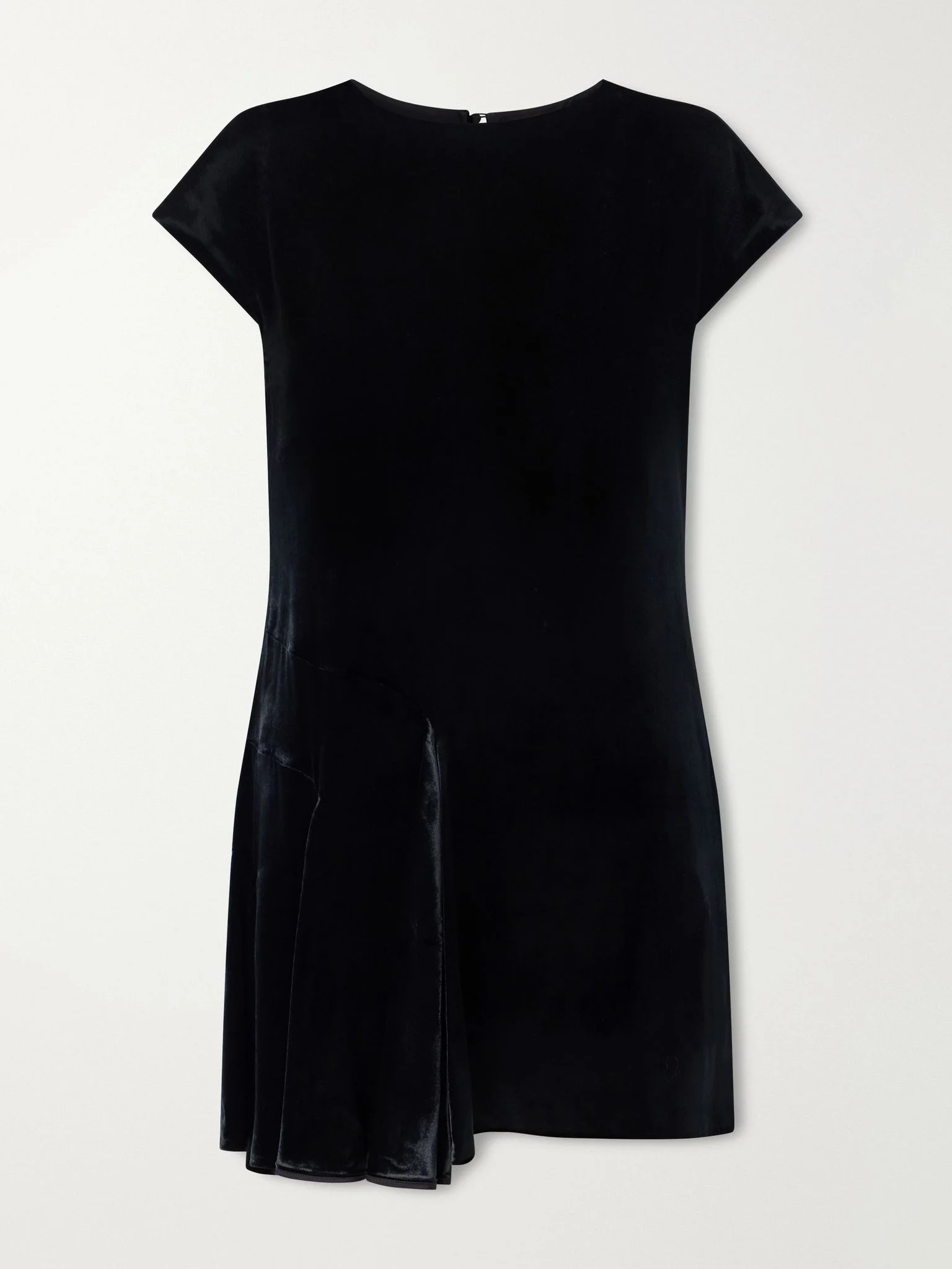 Scarla asymmetric pleated satin mini dress Black - 1