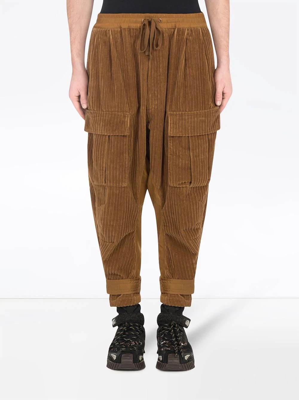 corduroy drop-crotch trousers - 3