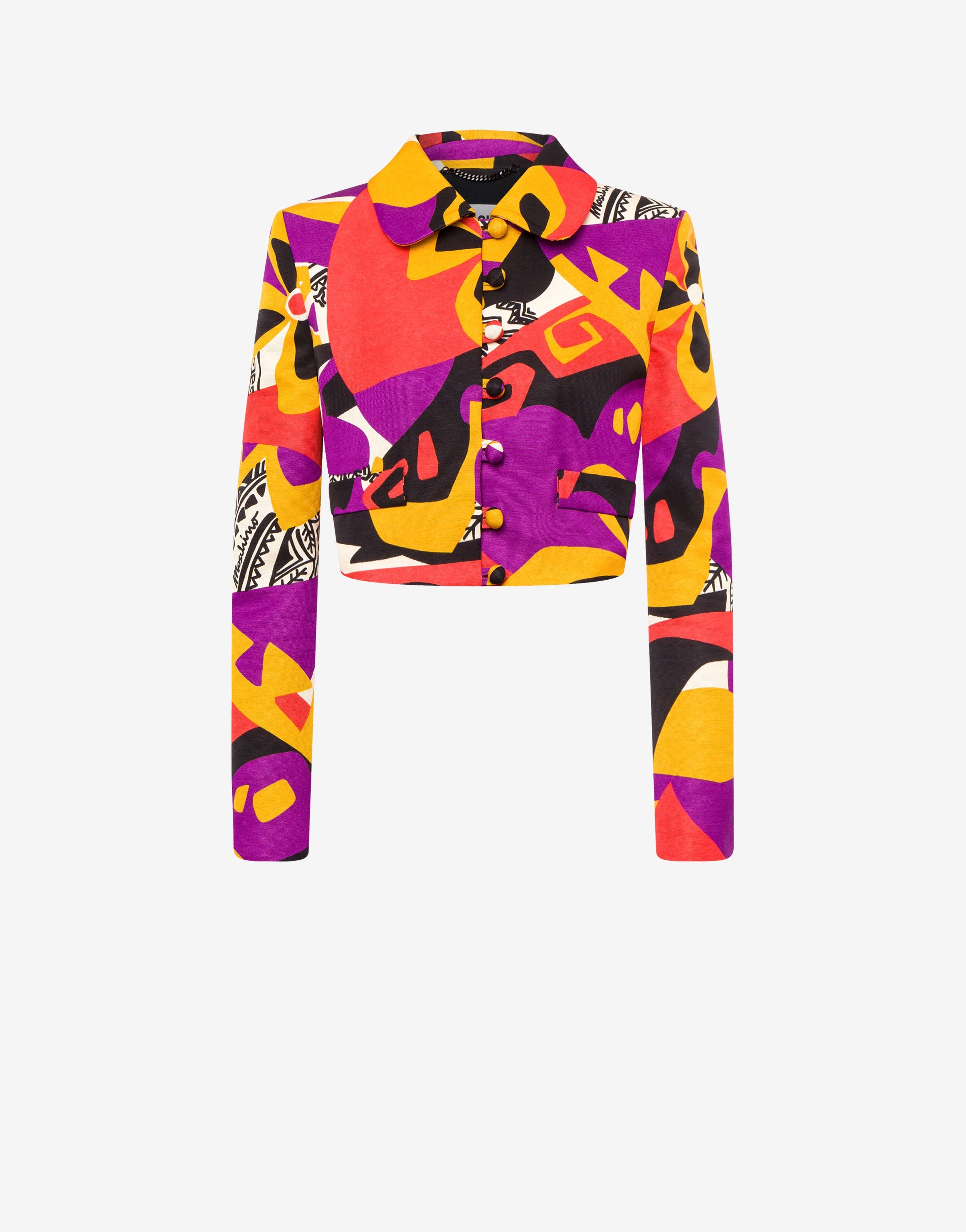 CROPPED GEOMETRIC PRINT OTTOMAN JACKET - 1