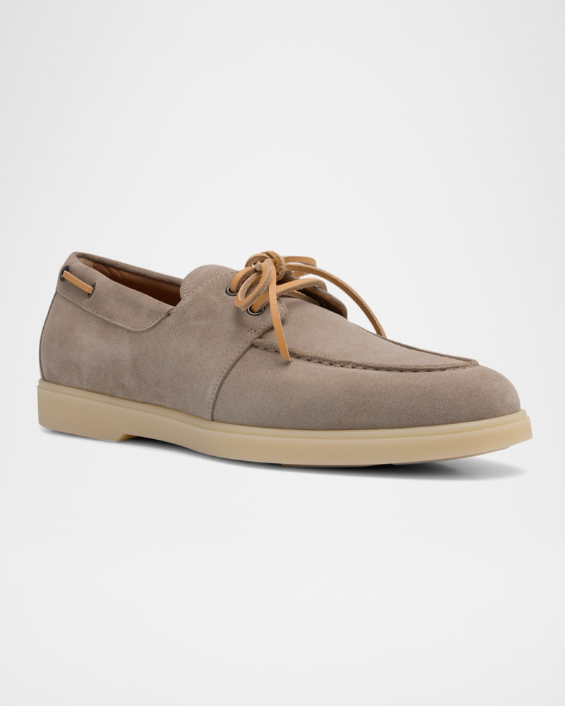 Giuseppe Zanotti Men's Suede Metal Logo Boat Shoes outlook