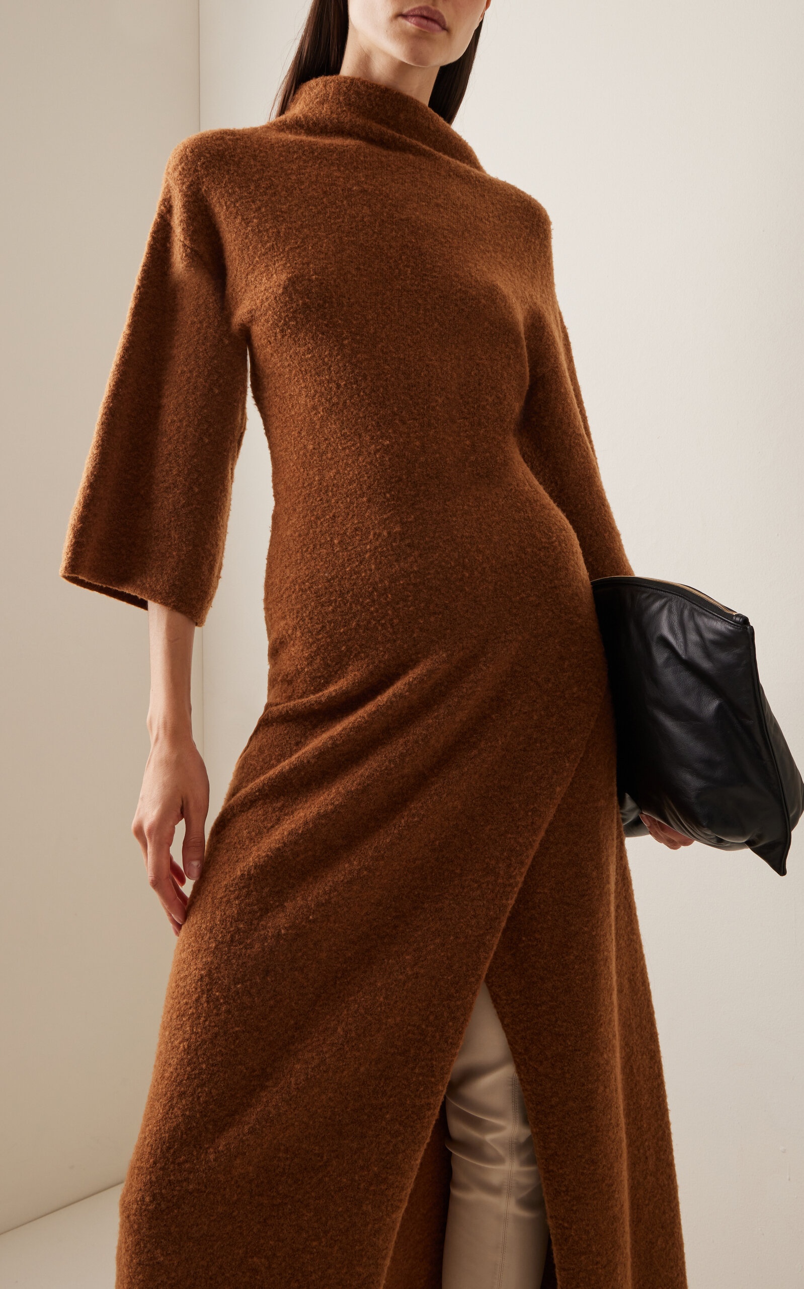 Wool-Blend Knit Midi Dress brown - 3