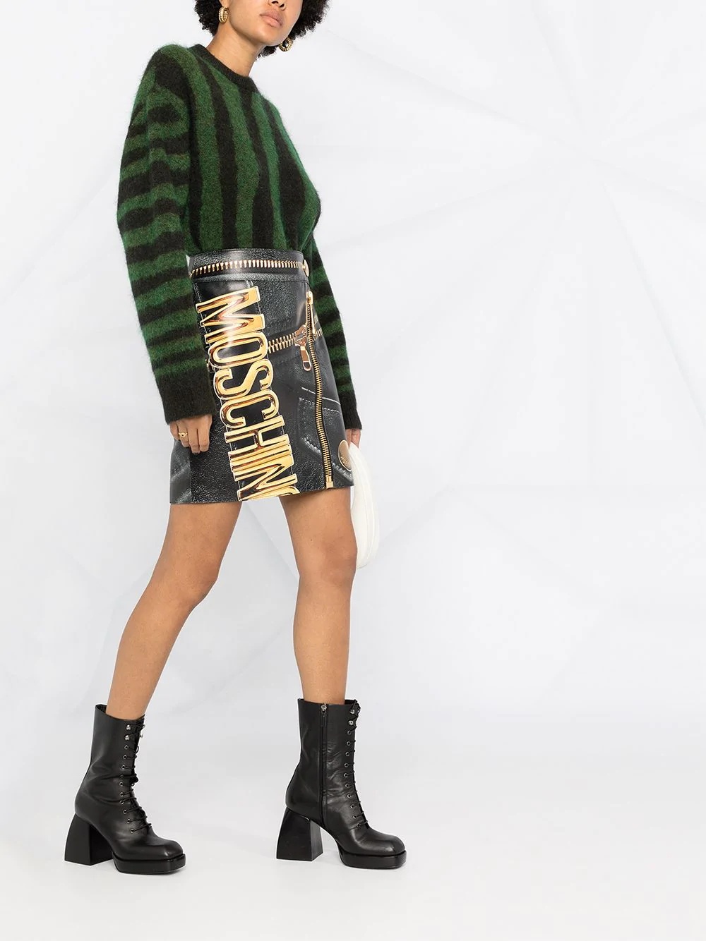 logo print biker skirt - 6